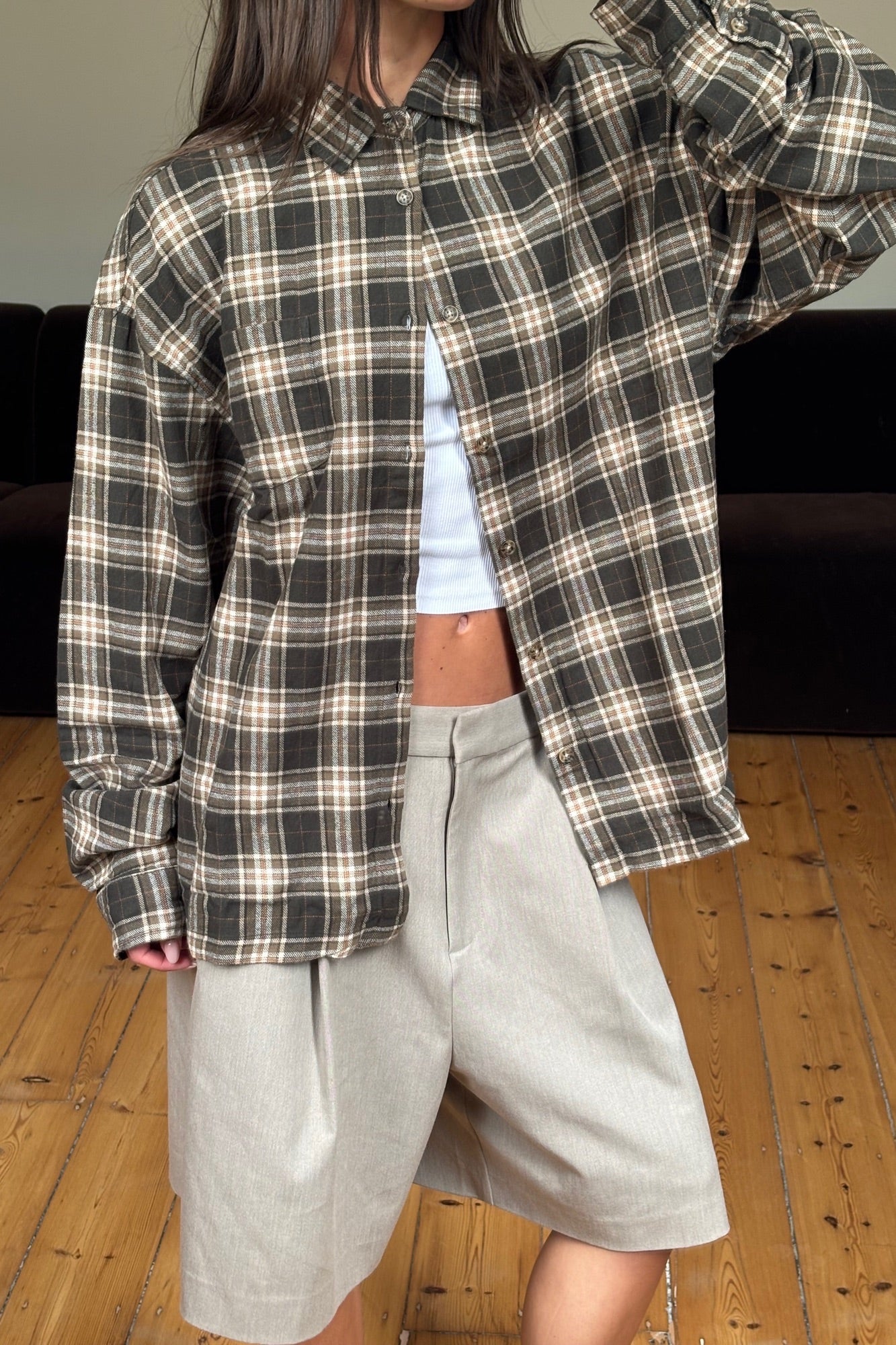 Unisex Brooklyn Check Shirt Brown