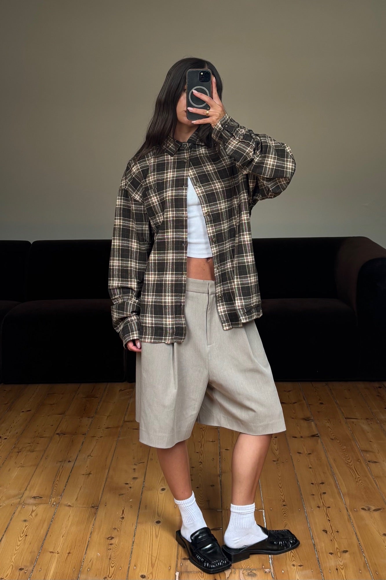 Unisex Brooklyn Check Shirt Brown