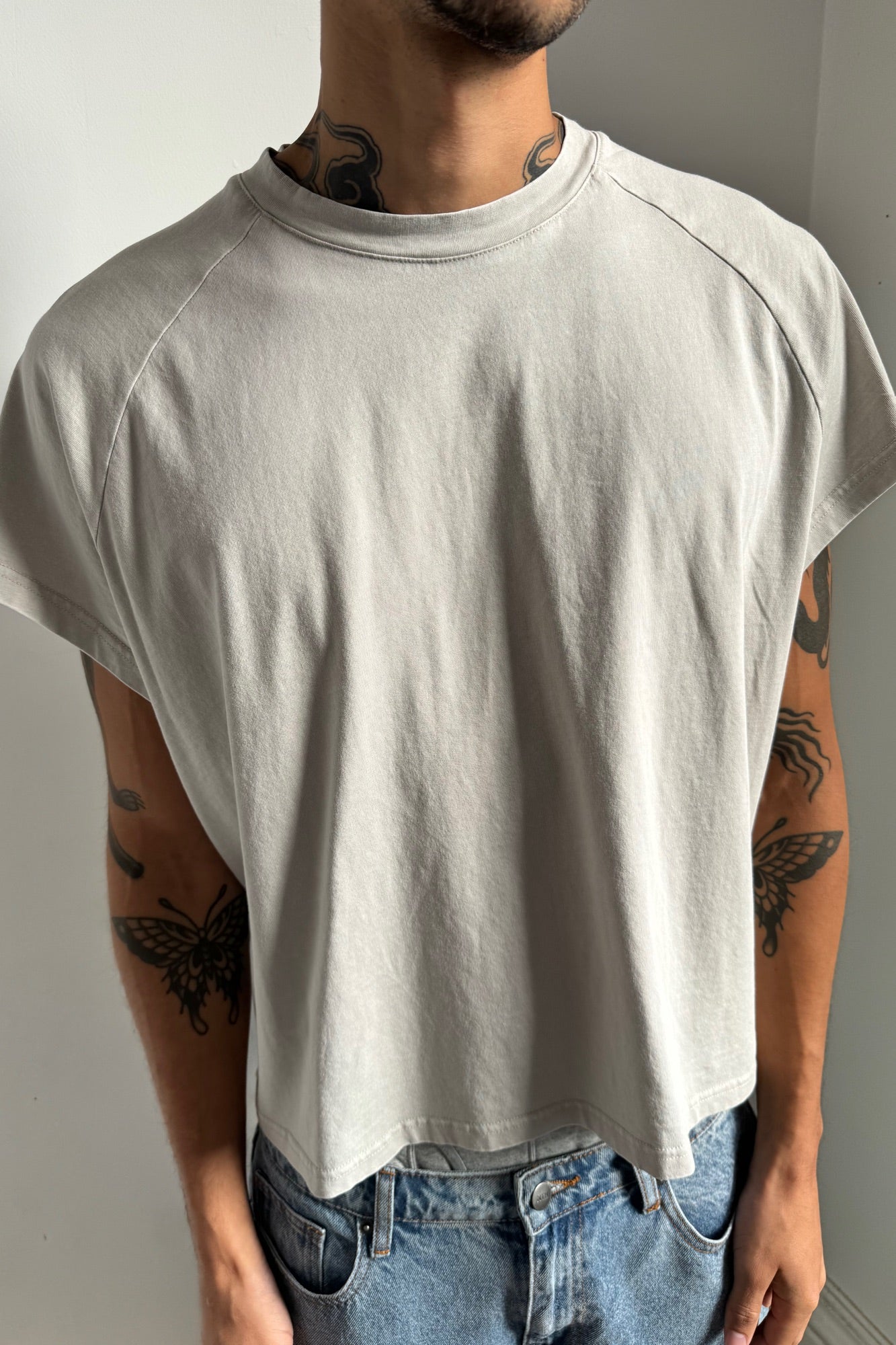 Raglan Crop Box Tank Acid Sand