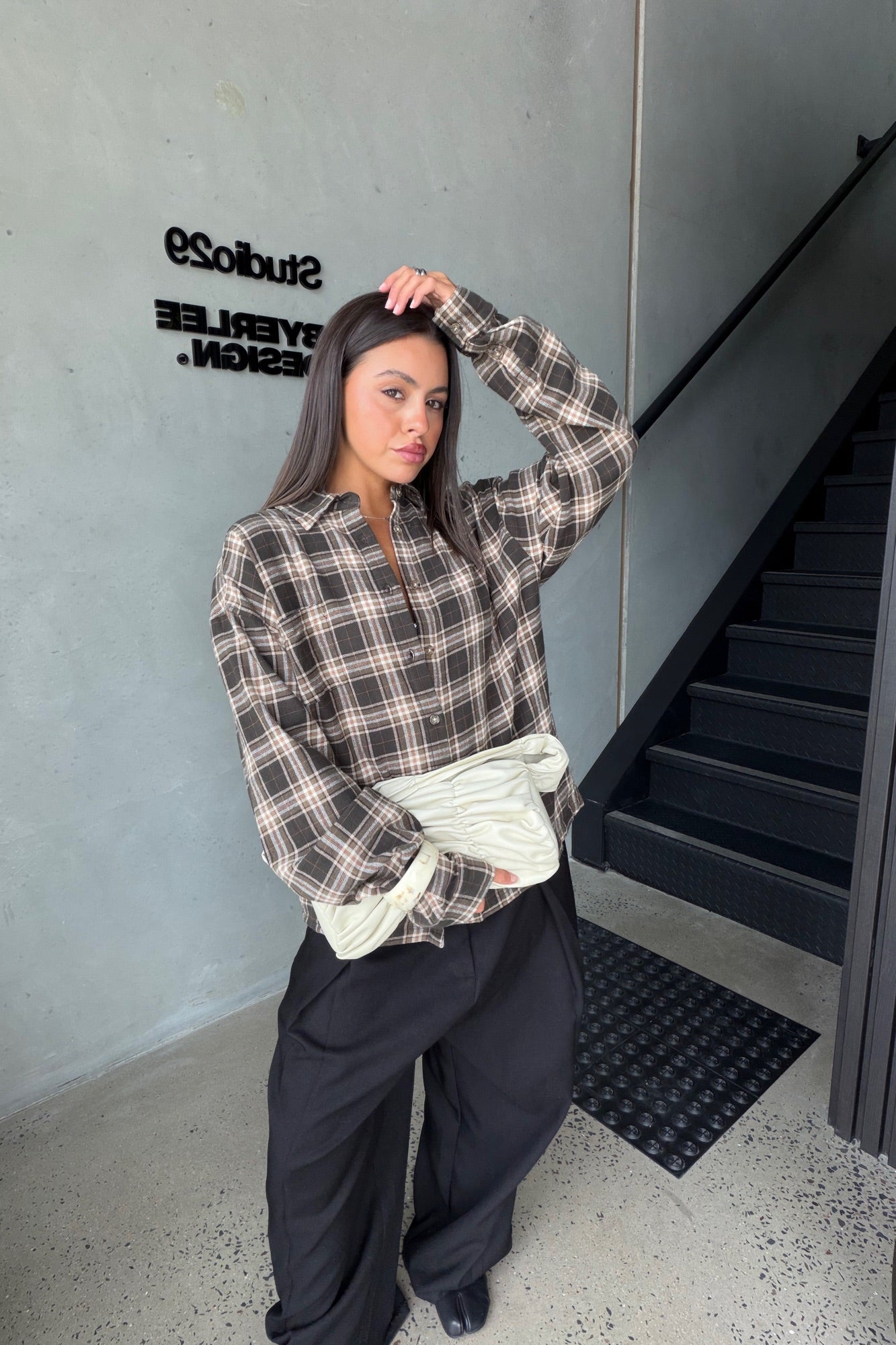 Unisex Brooklyn Check Shirt Brown