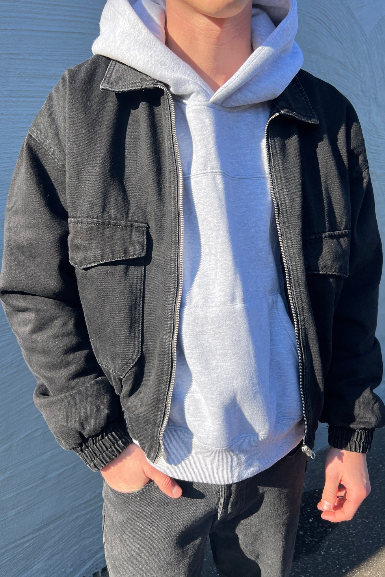 Tom Denim Zip Bomber Black