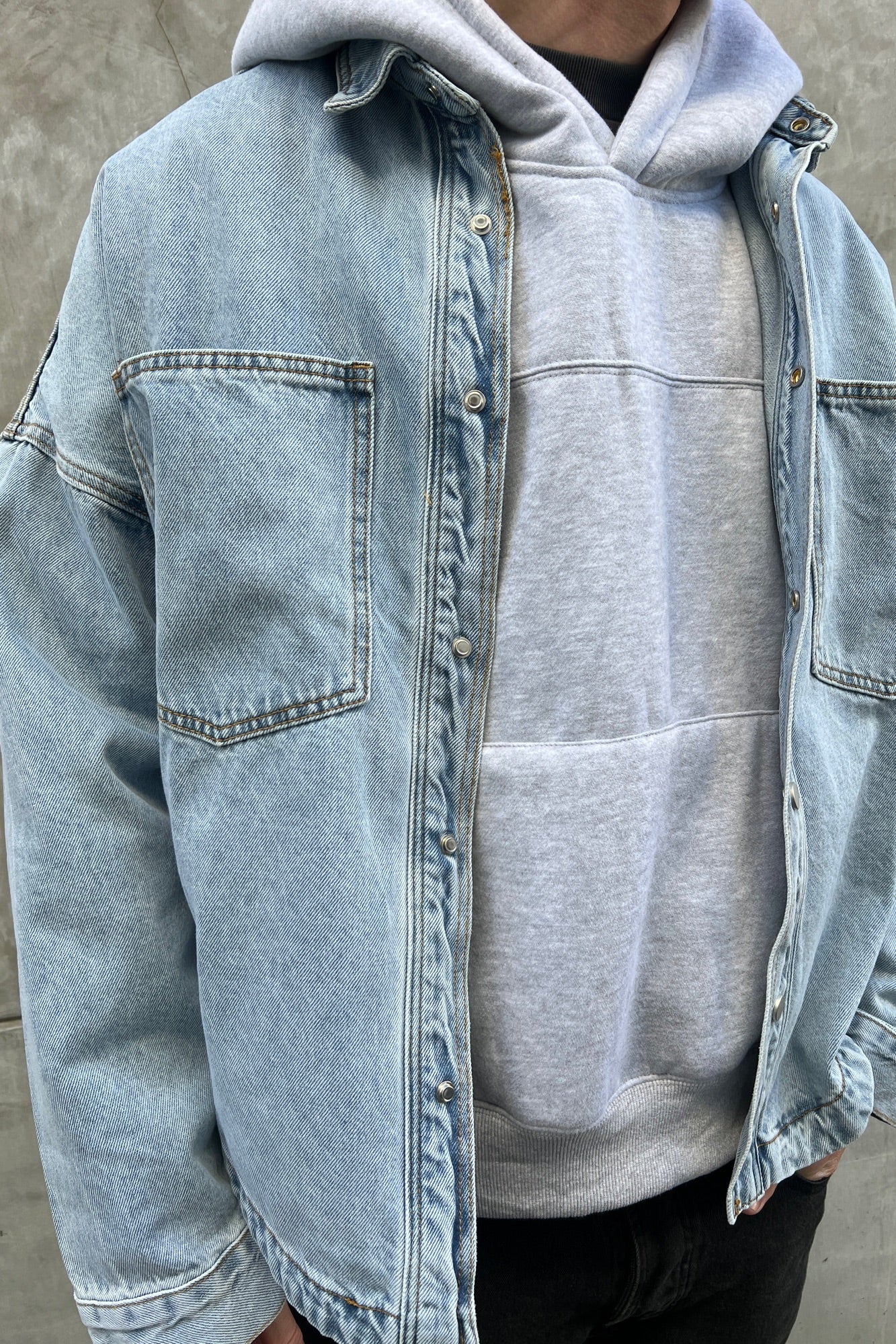 Drop Shoulder Denim Shirt Blue