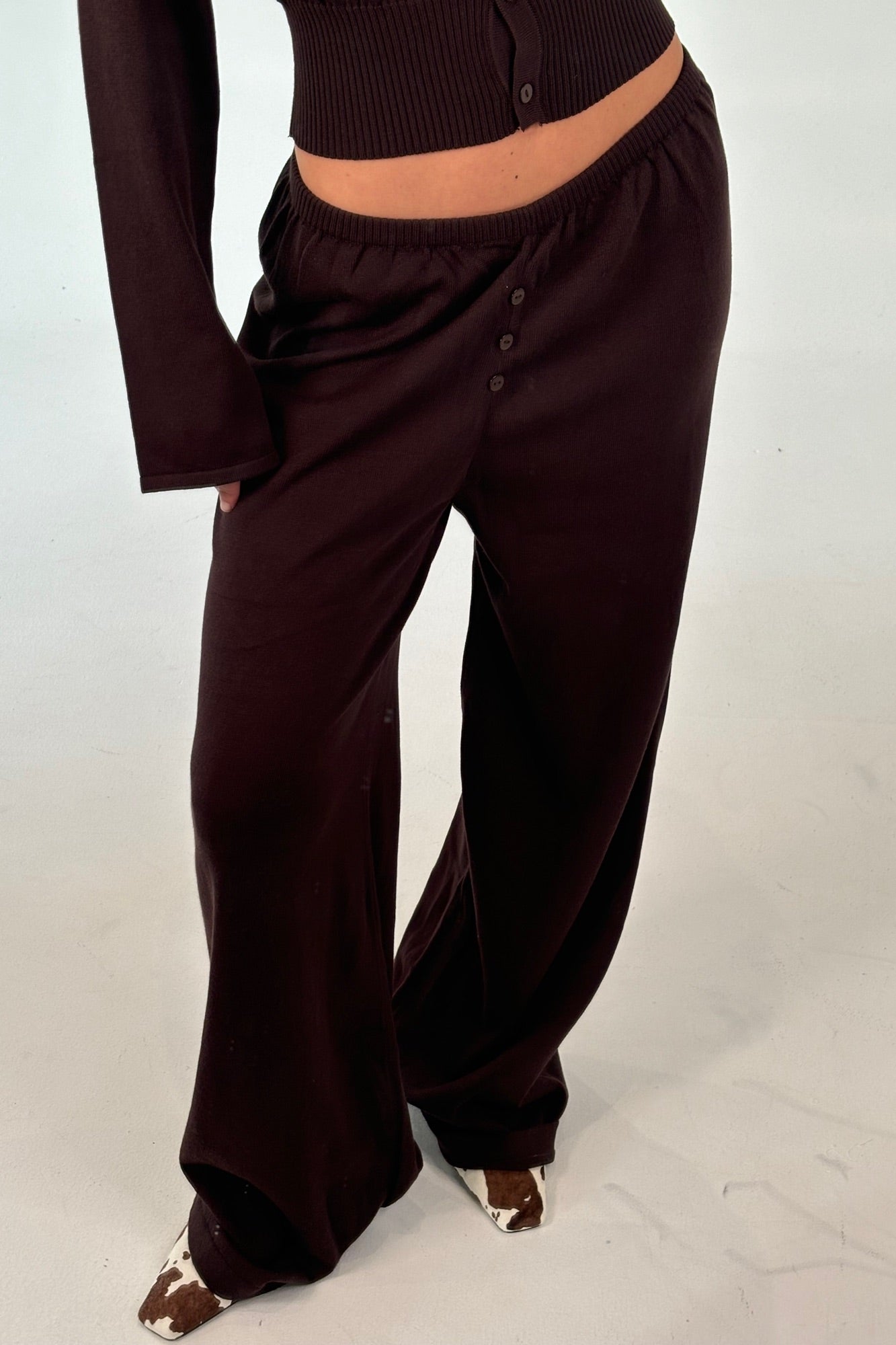 August Button Pant Chocolate - FINAL SALE