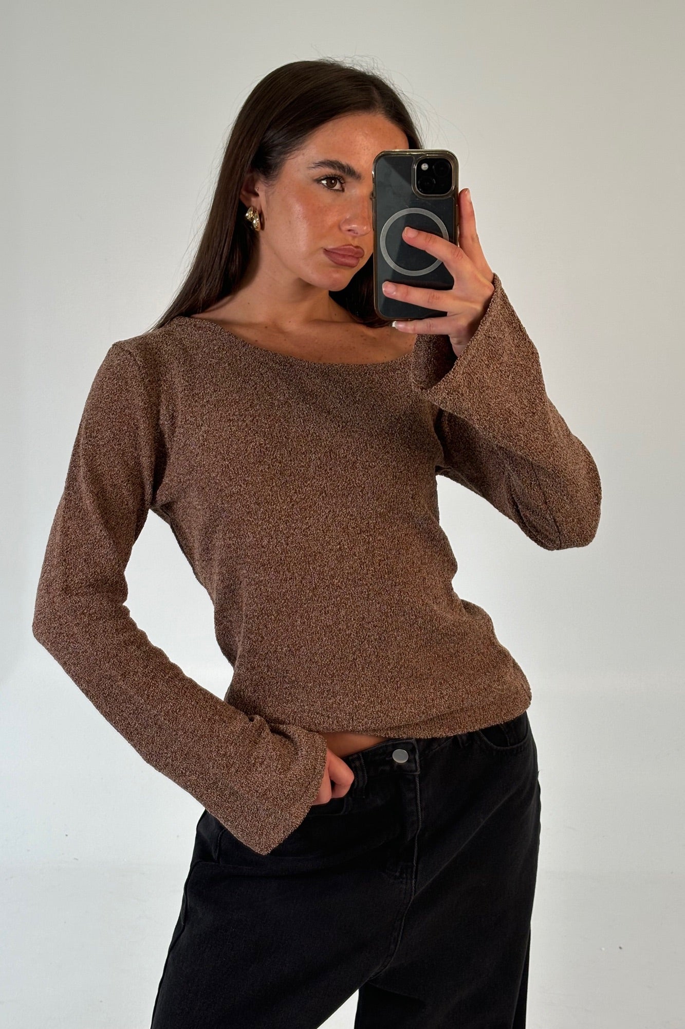 Hannah Long Sleeve Top Hazelnut