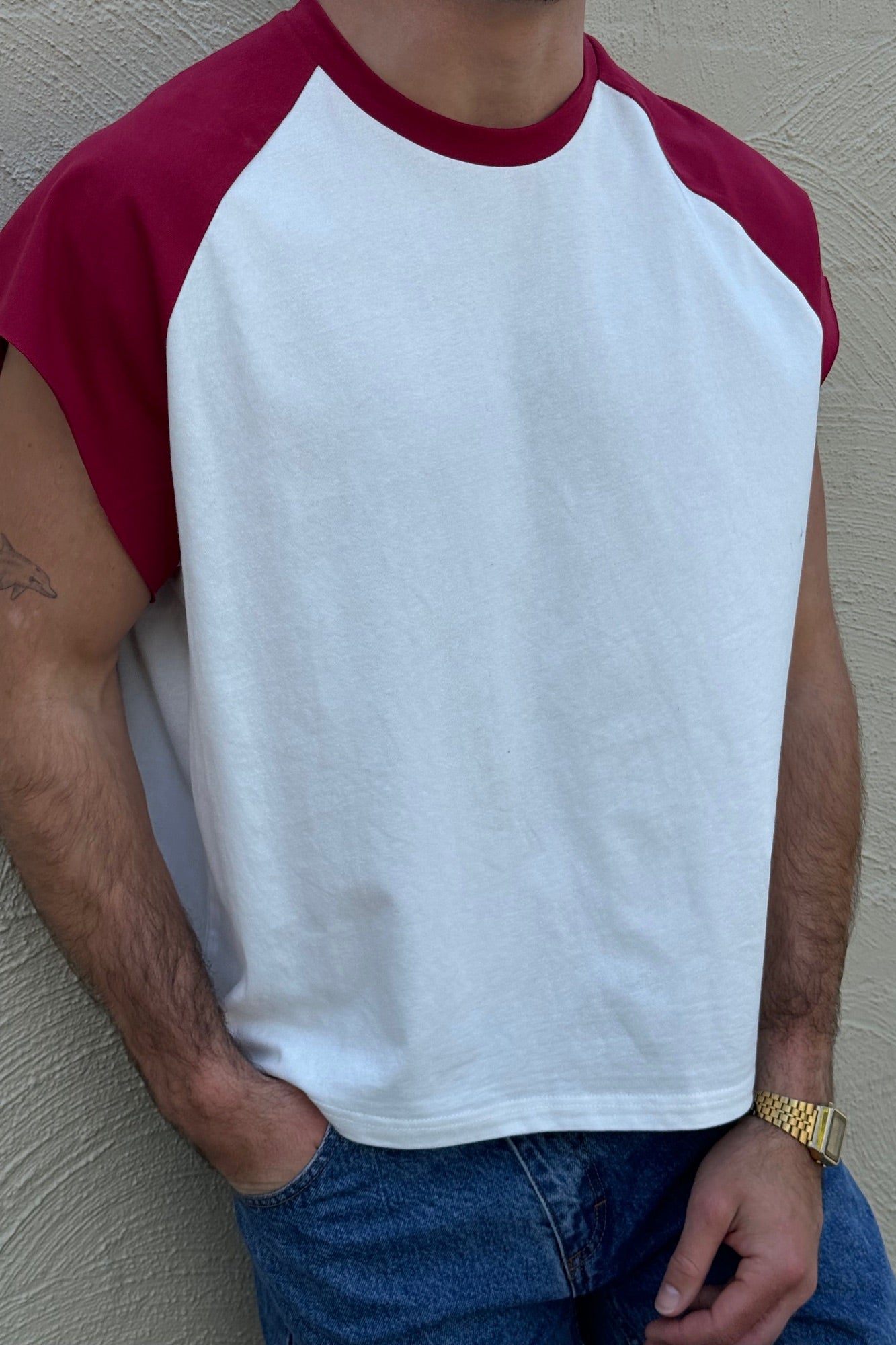 Raglan Crop Box Tank Crimson