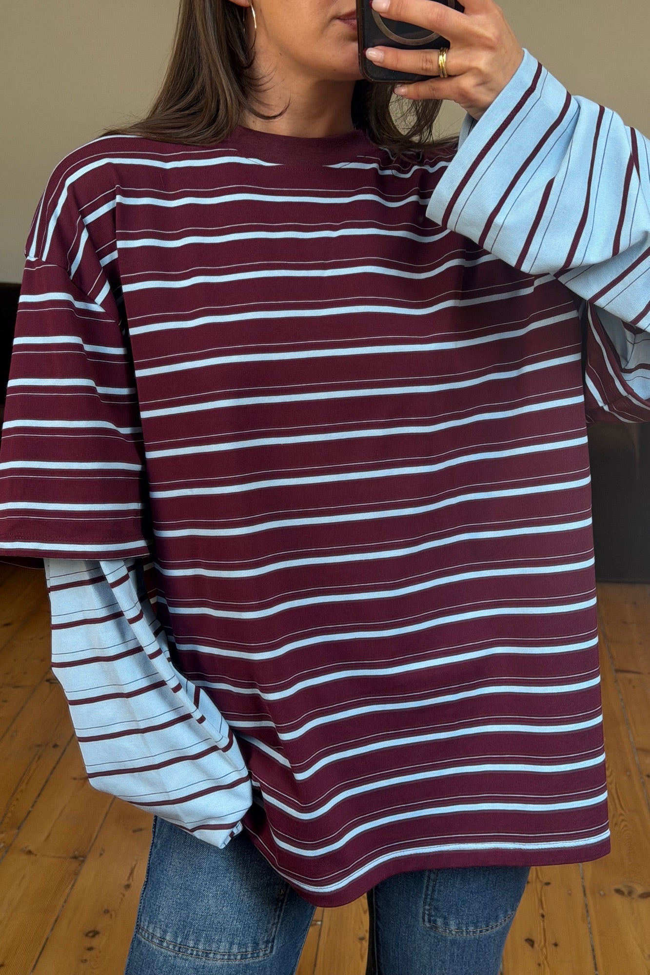 Bottega Shirt Burgundy Sky Stripe