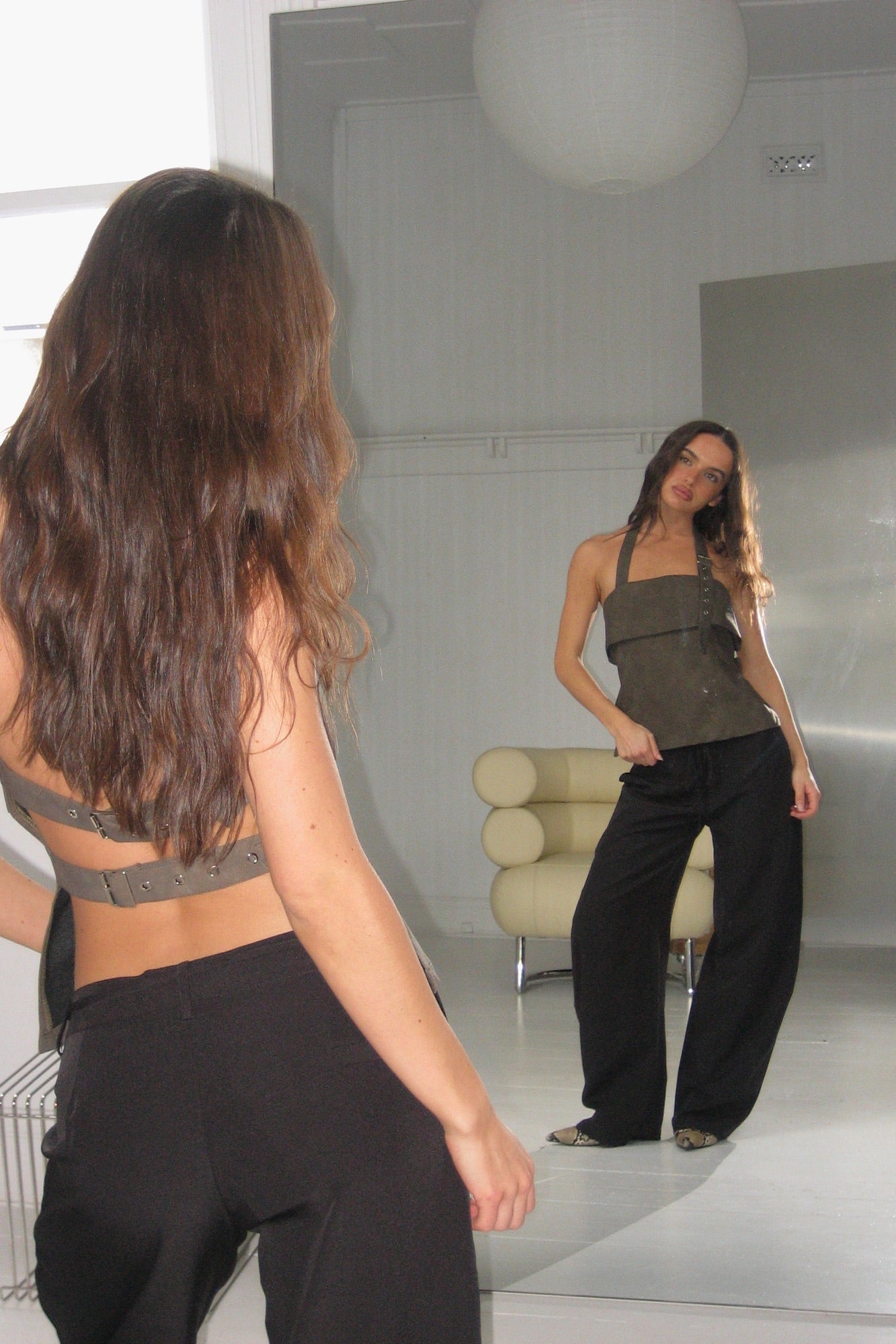 Lilah Halter Neck Top Brown