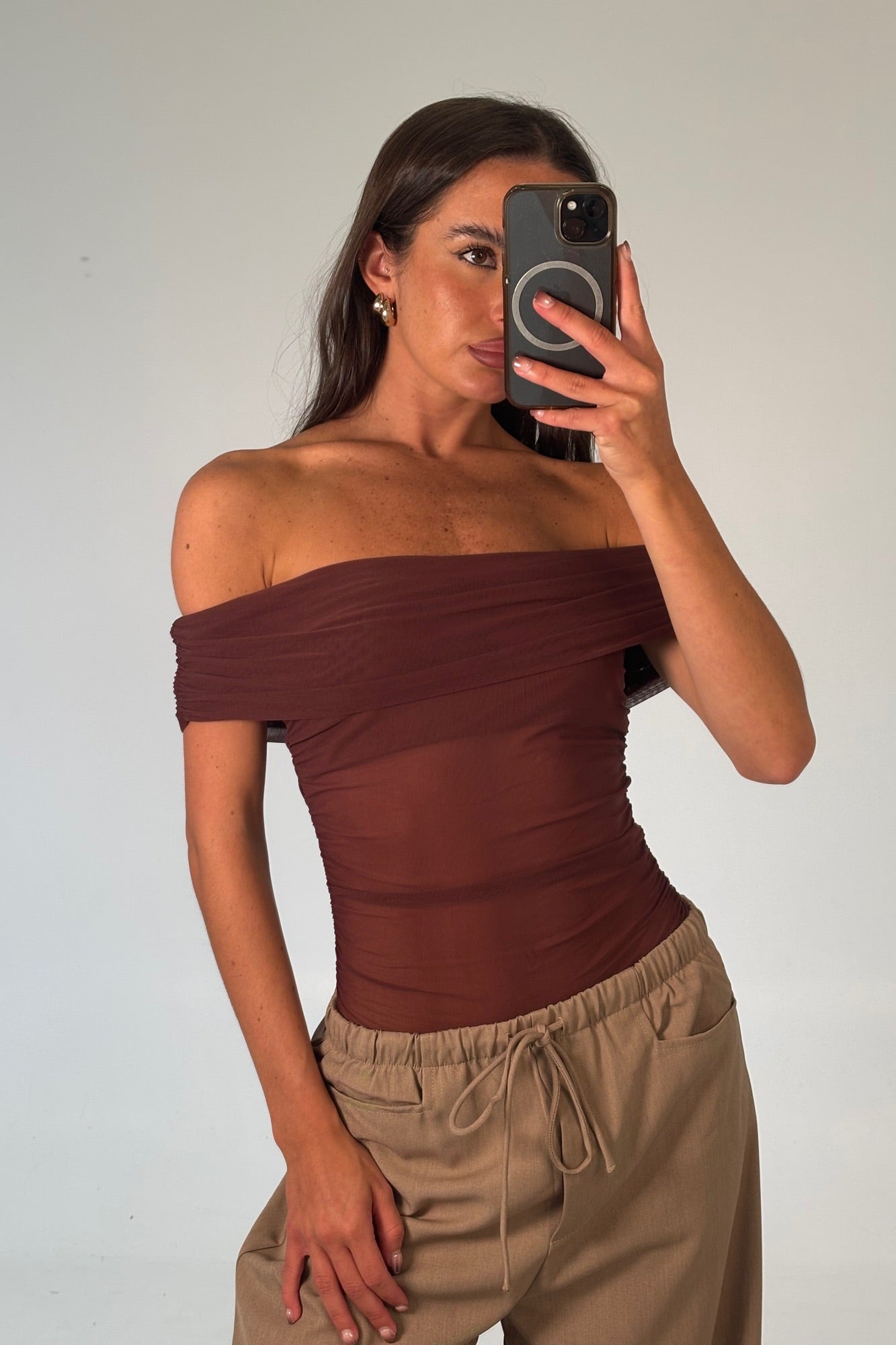 Penny Mesh Bodysuit Chocolate
