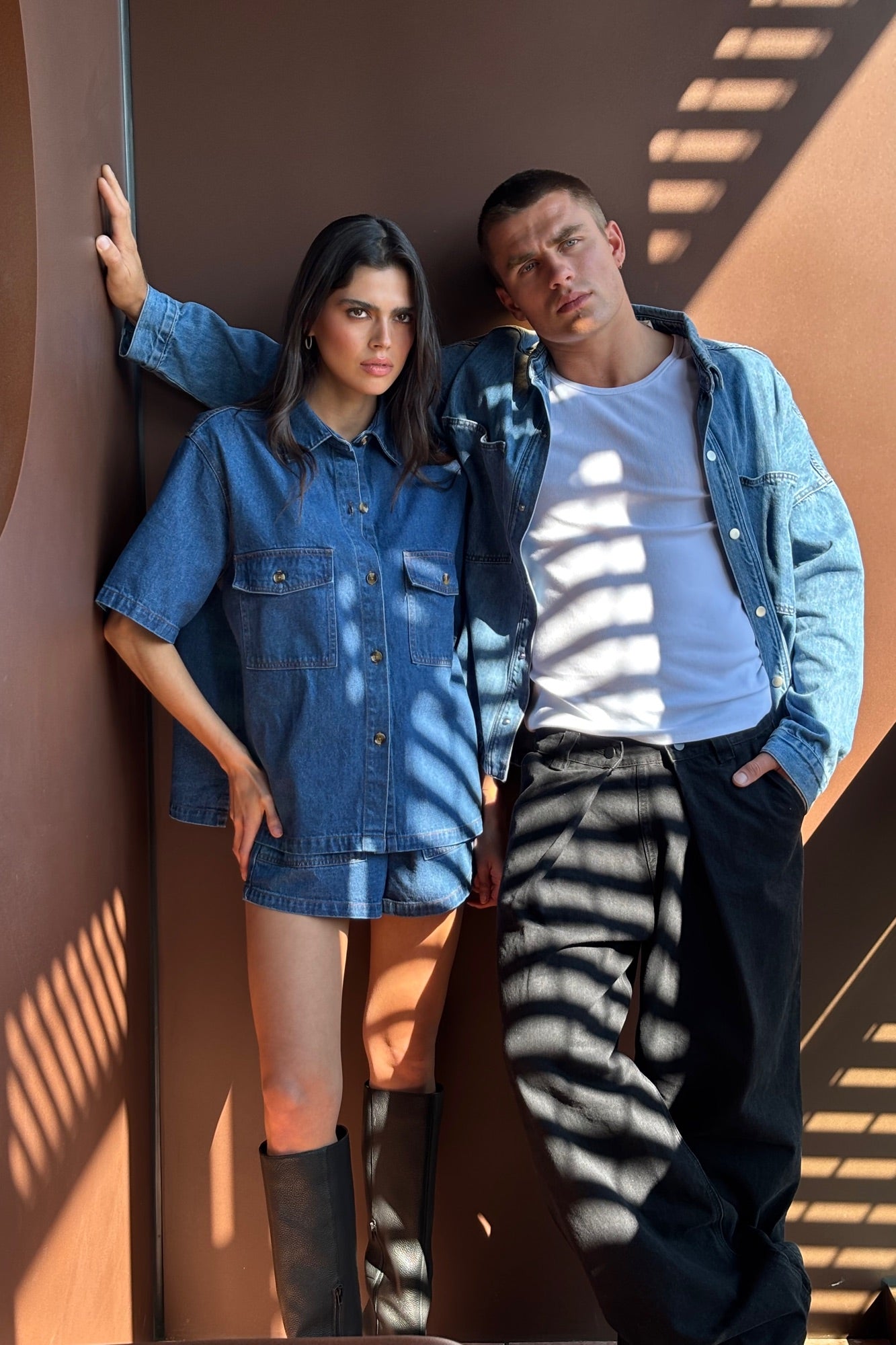 Drop Shoulder Denim Shirt Blue