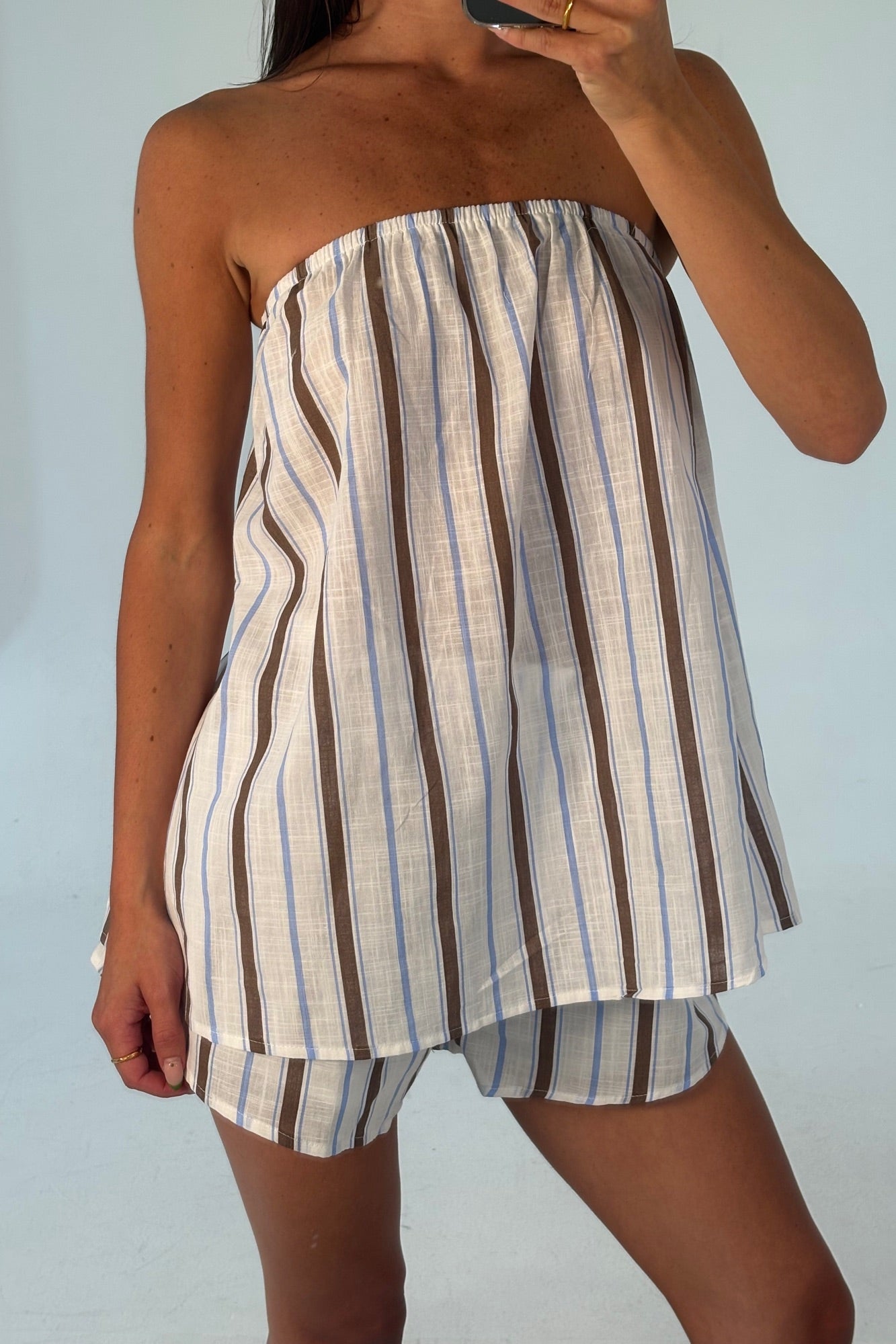 Liberty Strapless Set Chocolate/Blue