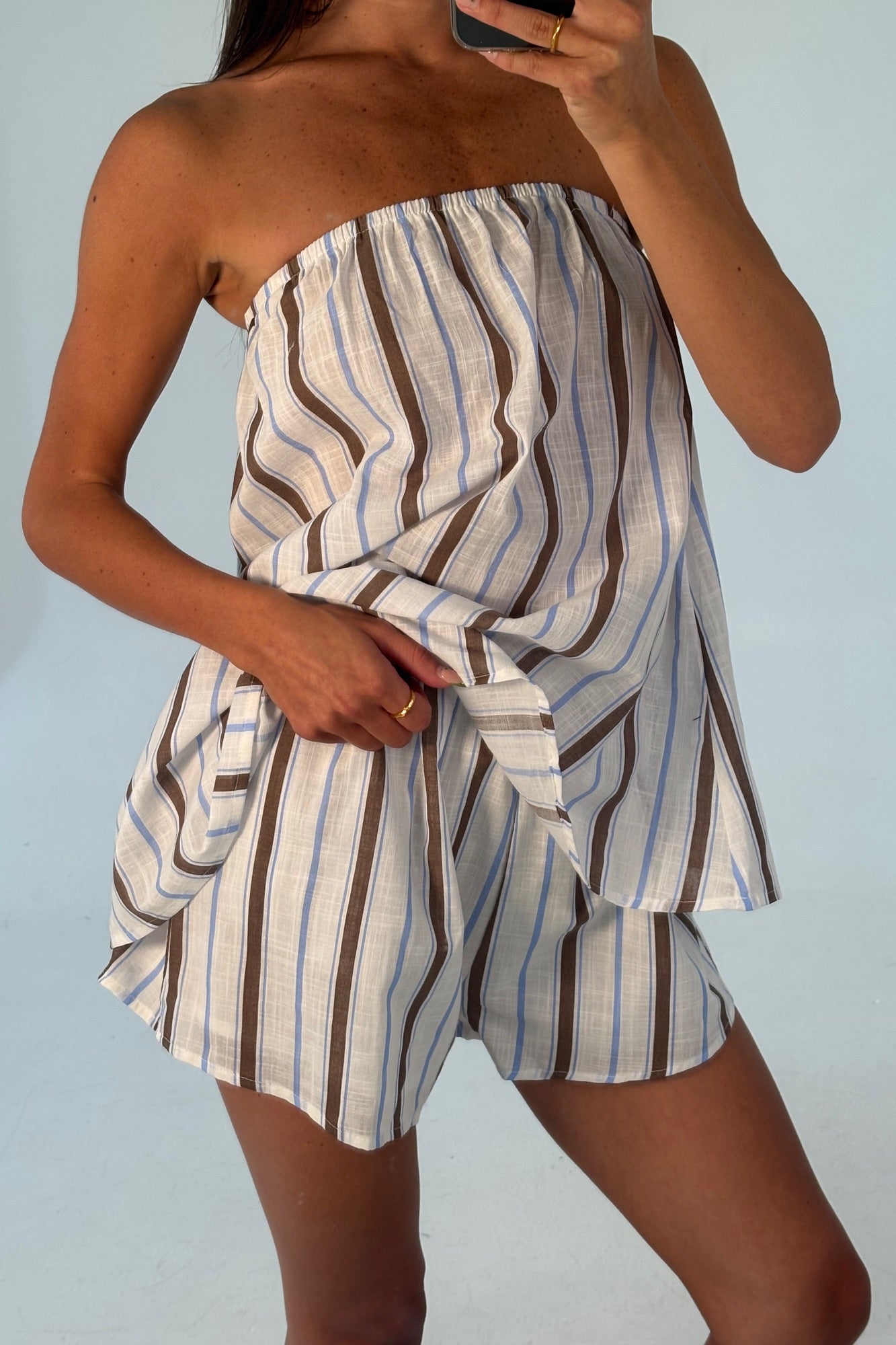 Liberty Strapless Set Chocolate/Blue