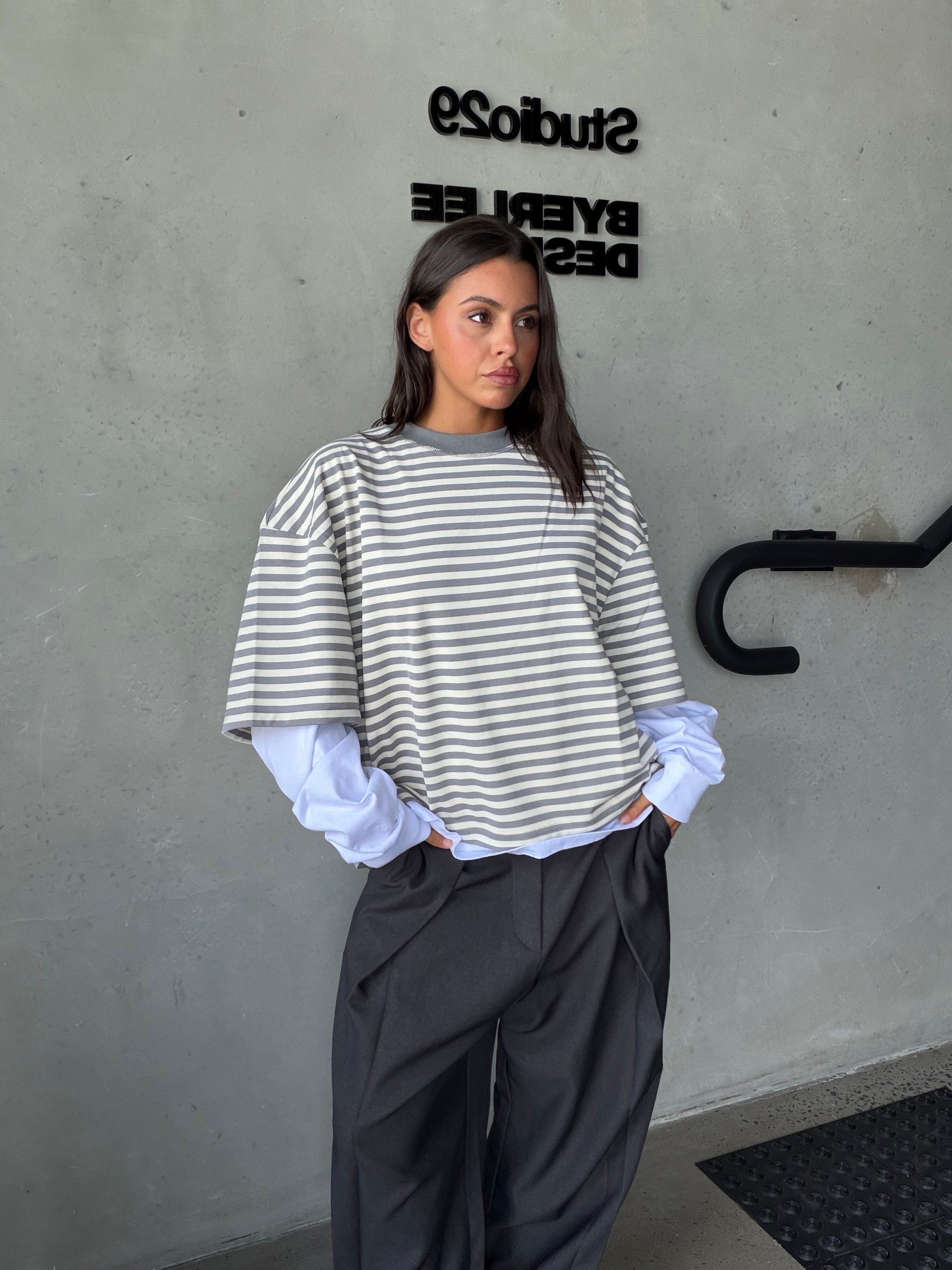 Bloom Short Sleeve Ash Stripe