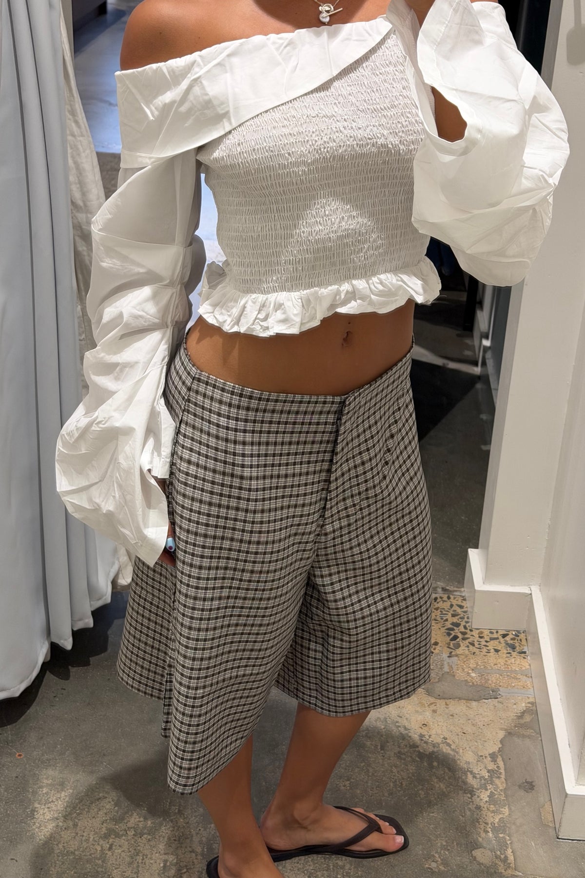 Ida Long Short Beige Check