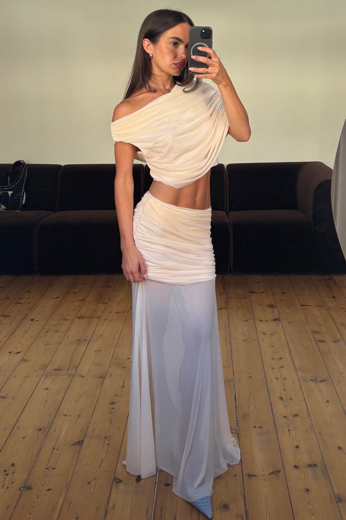 Charlize Drape Top Beige