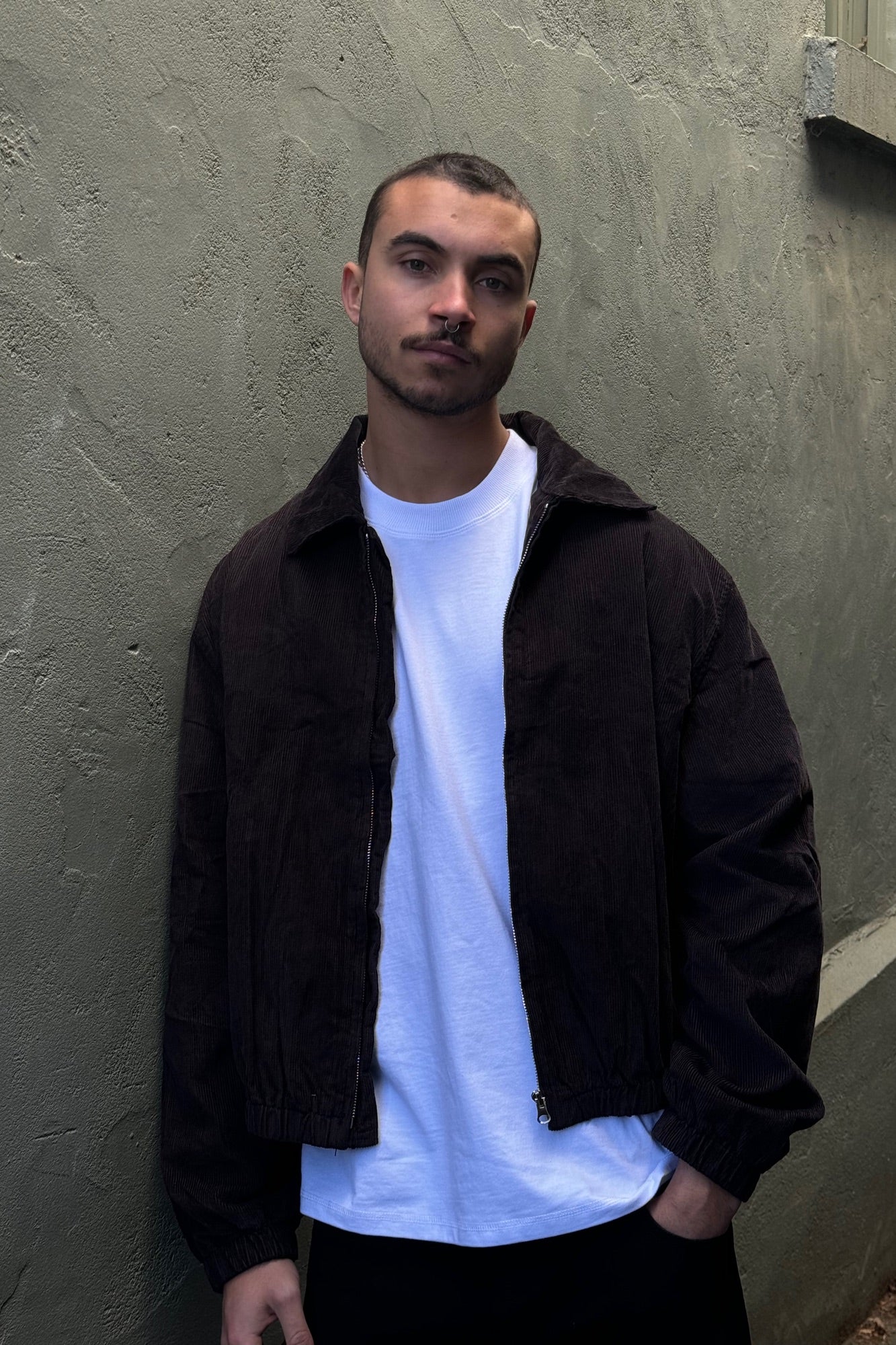 Collar Cord Bomber Charcoal