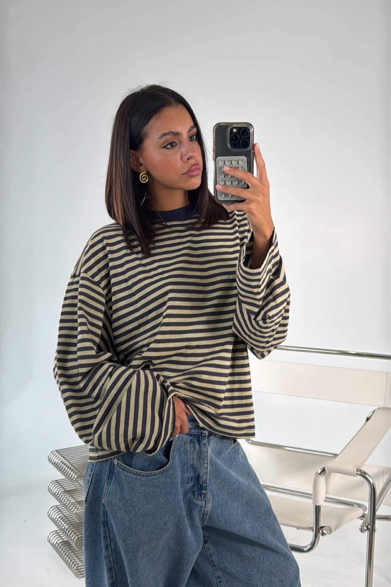 Bloom Long Sleeve Beige Stripe