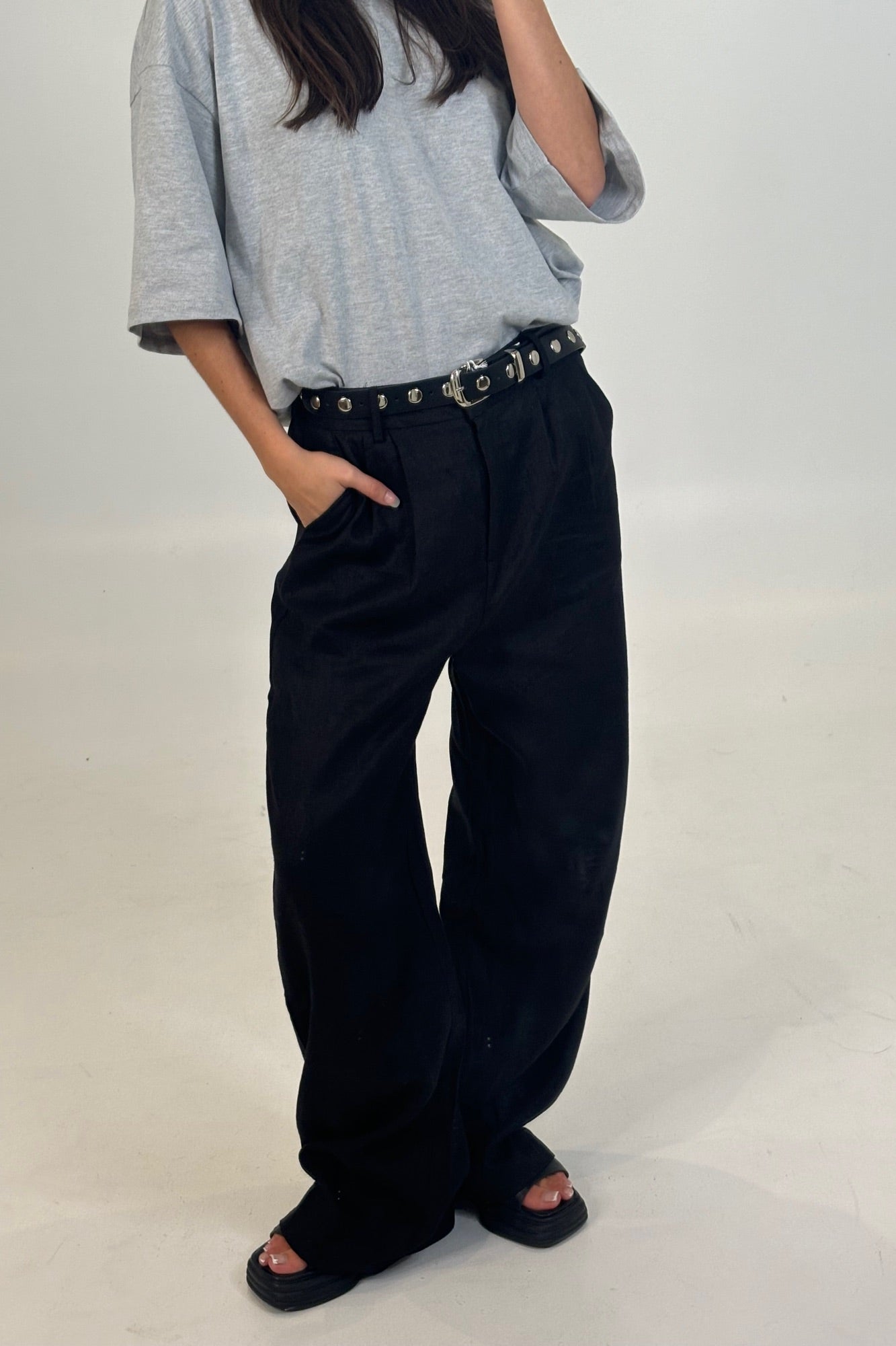 Laney Linen Pant Black