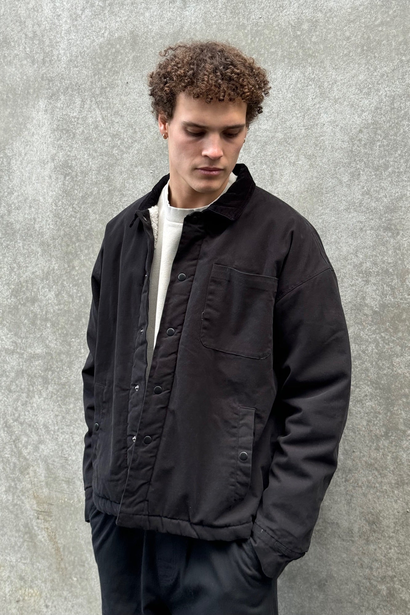 Padded Trucker Jacket Black - FINAL SALE