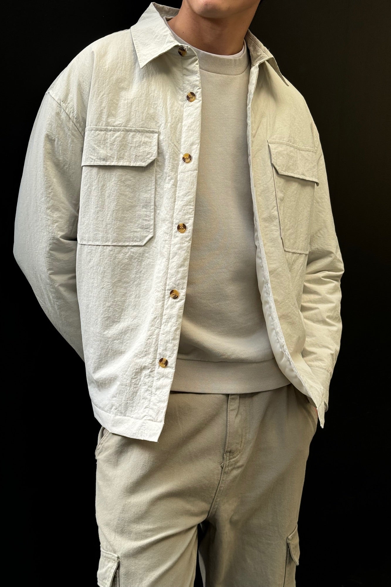 Nylon Overshirt Jacket Light Grey - FINAL SALE