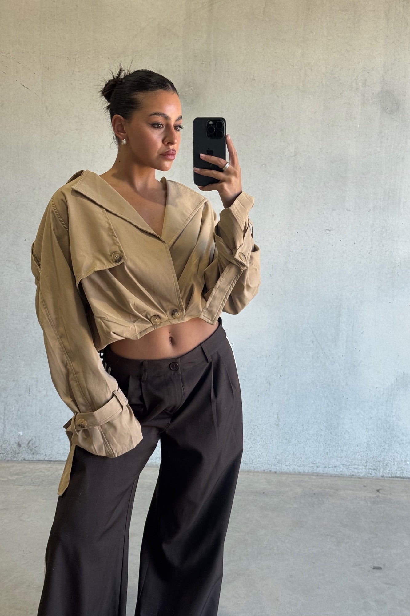 Elvira Cropped Trench Beige