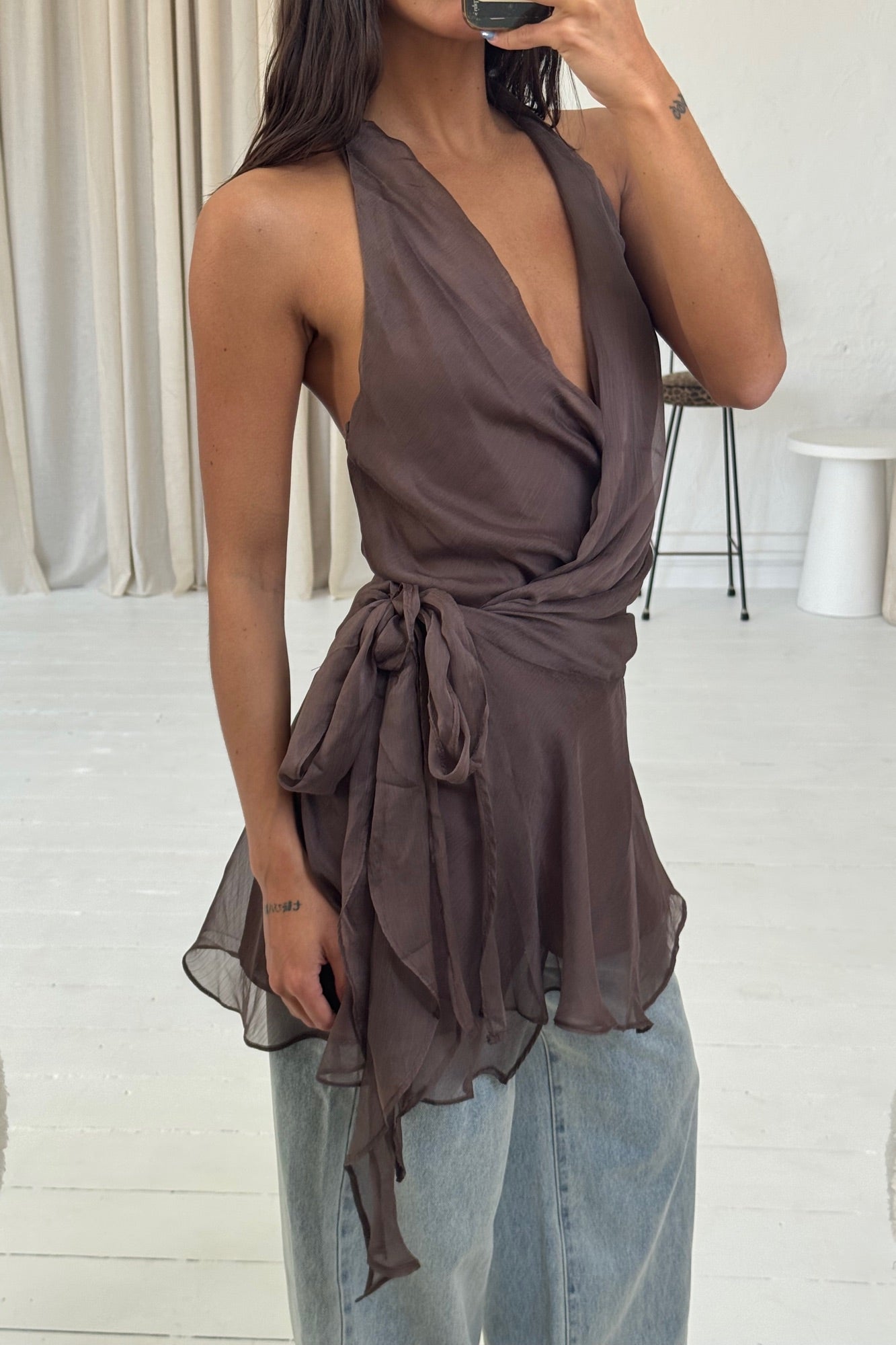 Charlize Mini Dress Chocolate