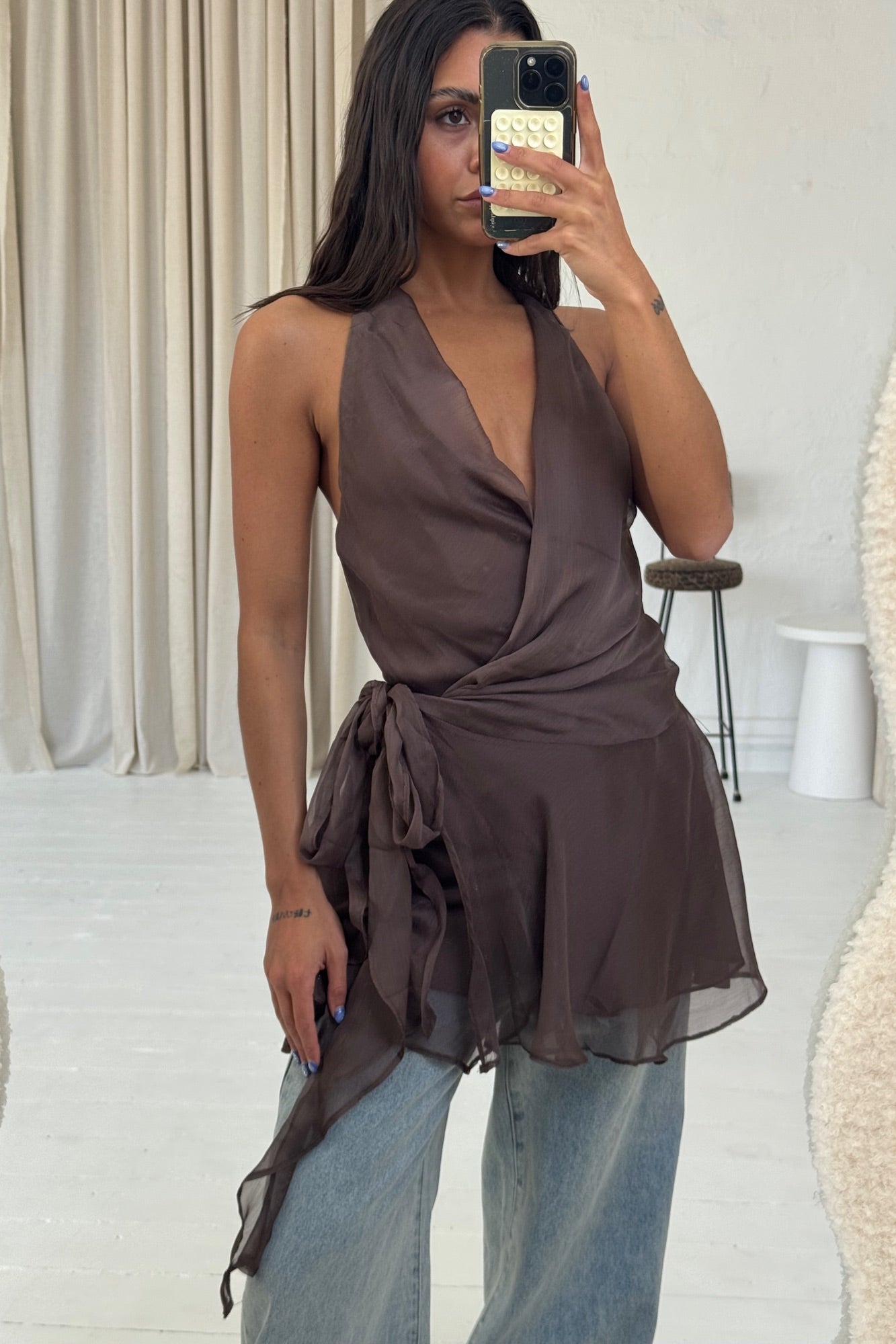 Charlize Mini Dress Chocolate