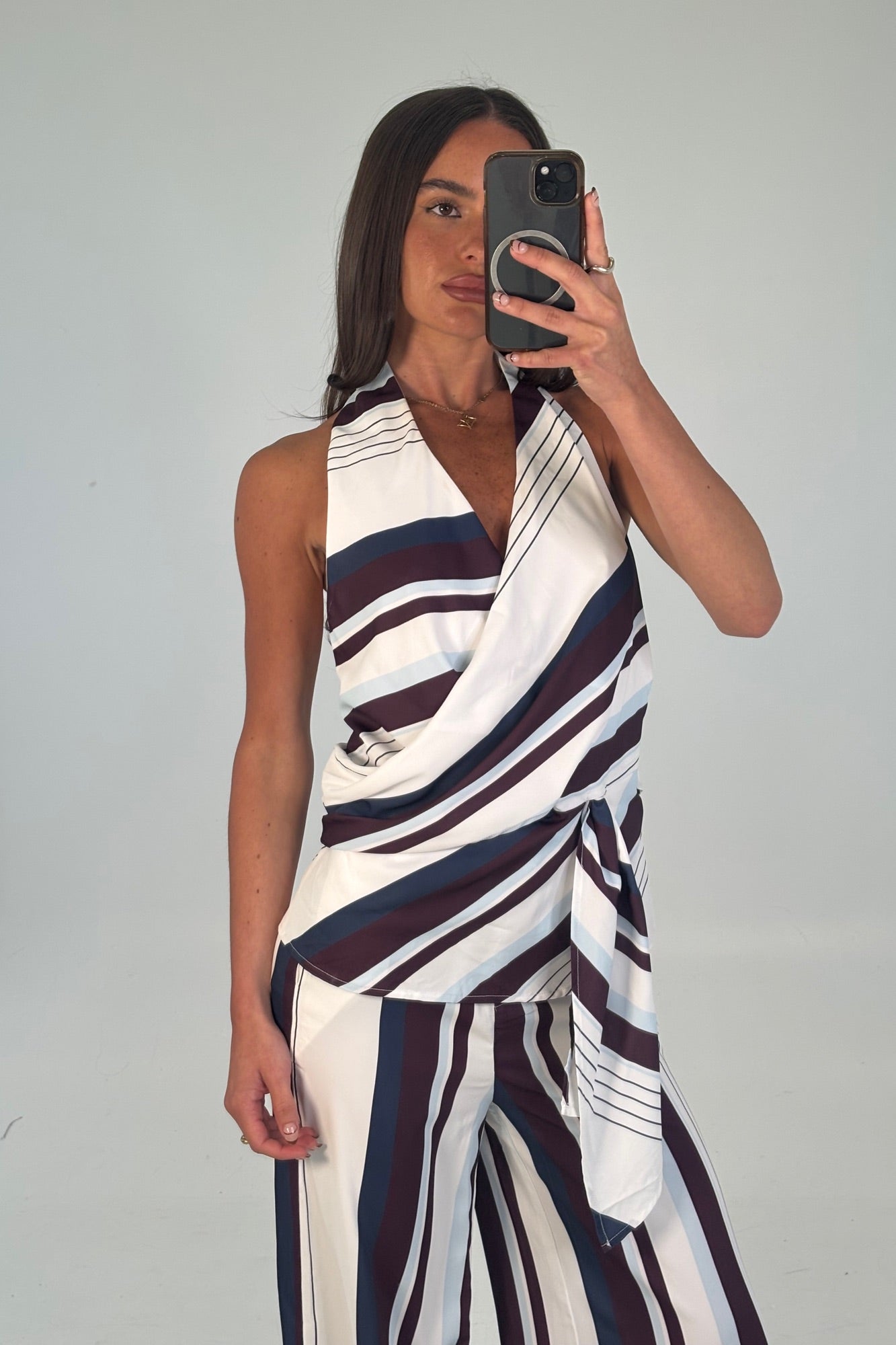 Priscilla Top Stripe Print