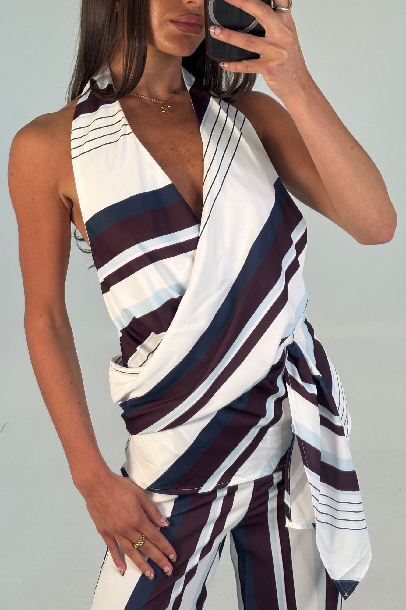 Priscilla Top Stripe Print