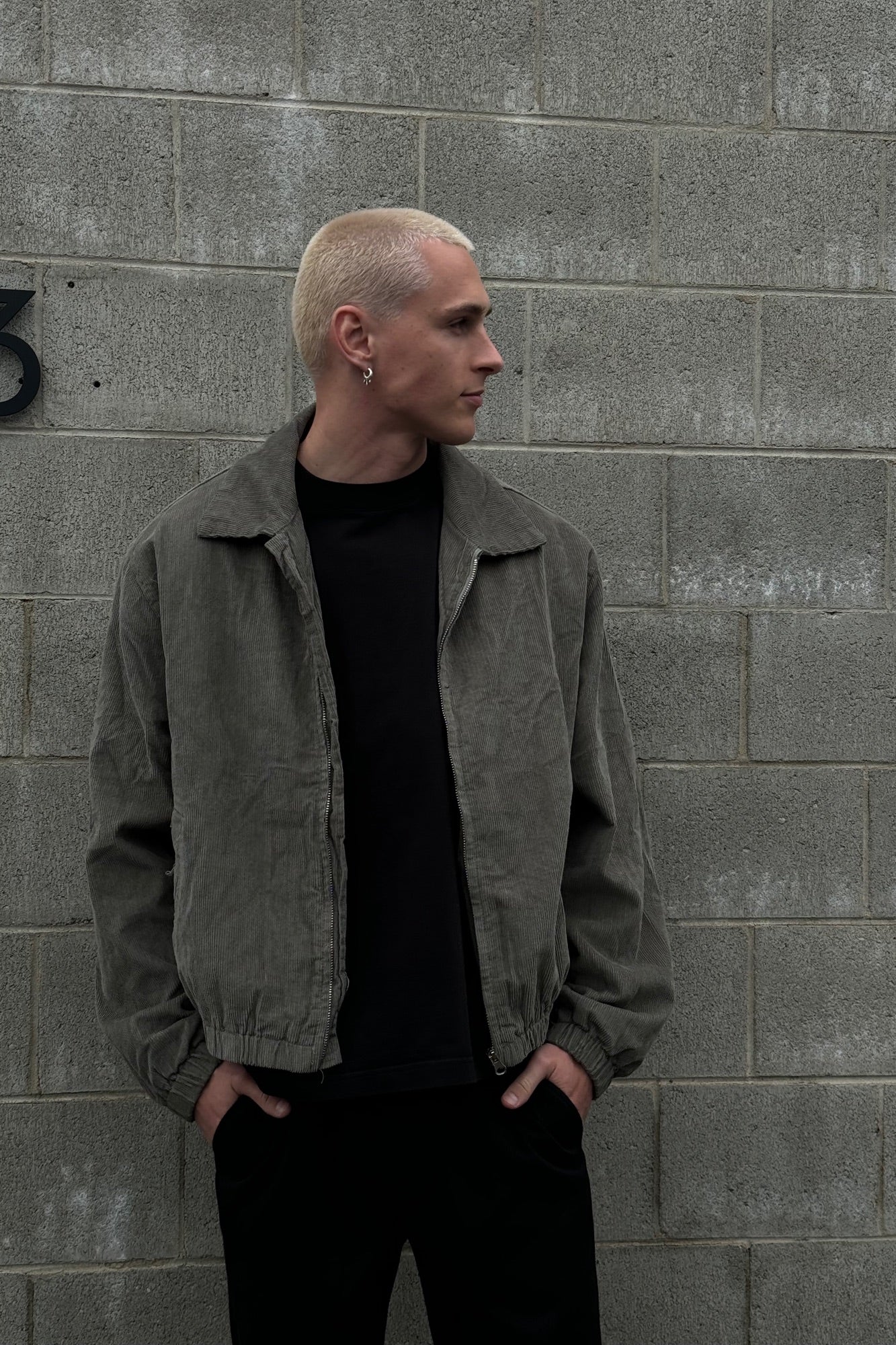 Collar Cord Bomber Khaki