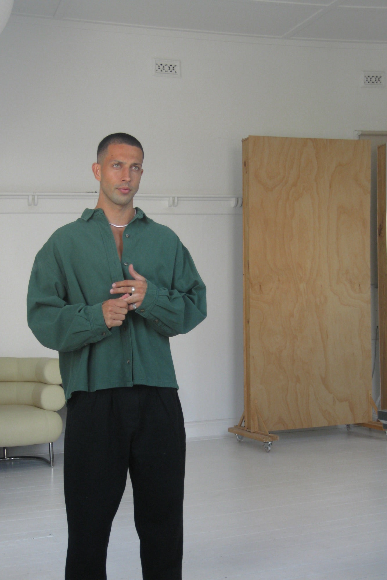 Phillip Washed Cotton Overshirt Green