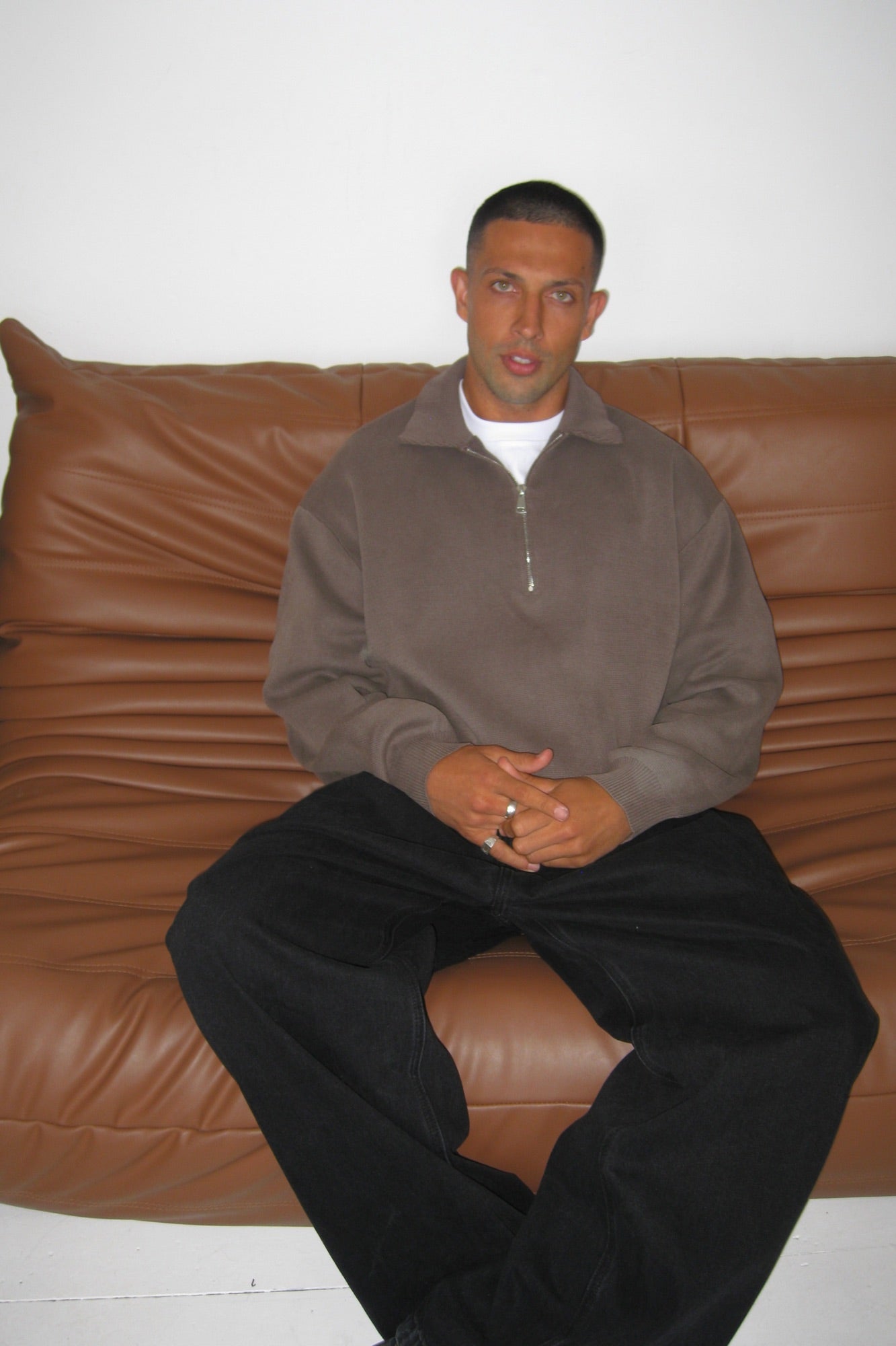 Calin Zip Up Knit Choc