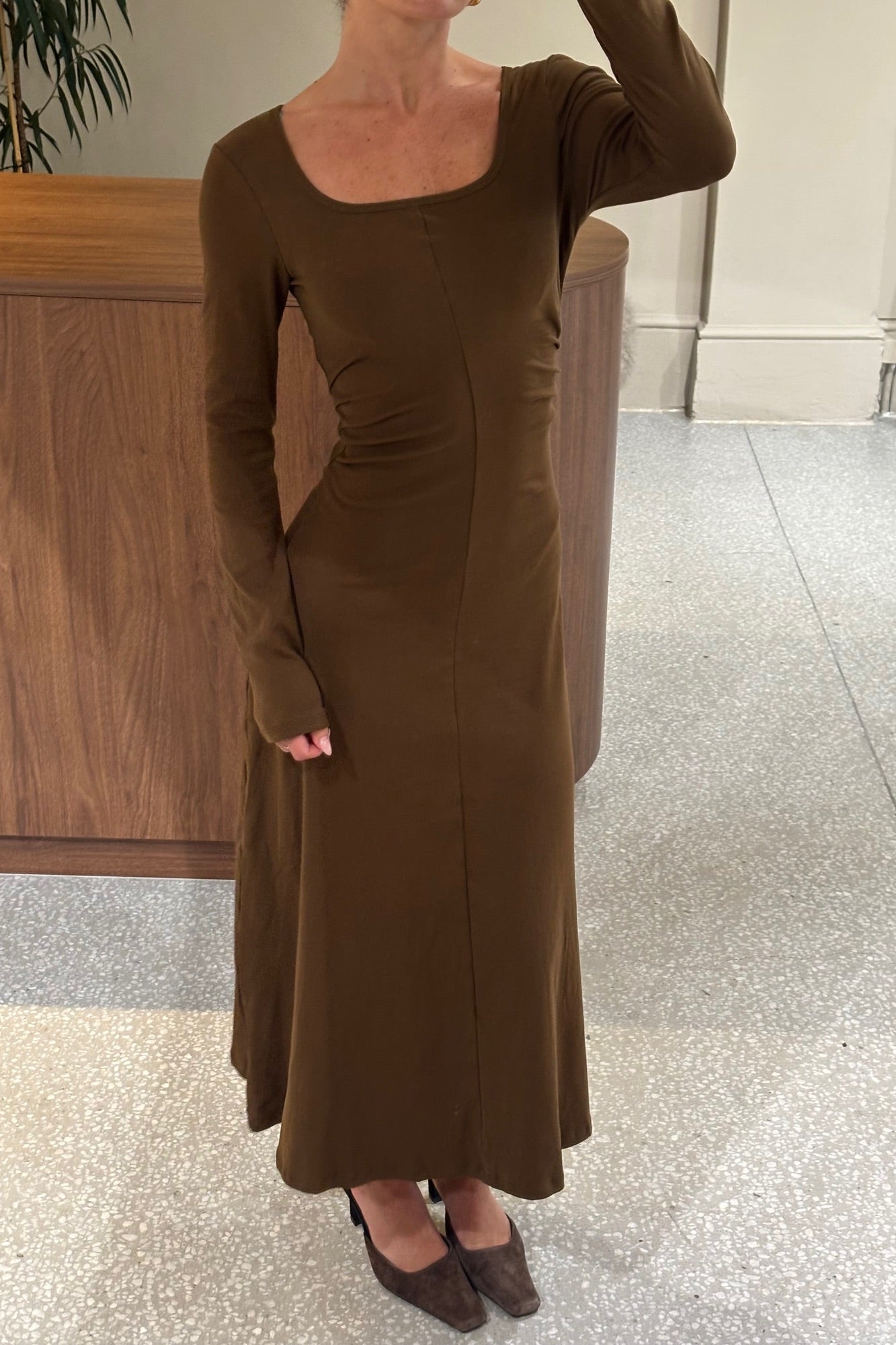 Alma Long Sleeve Dress Chocolate