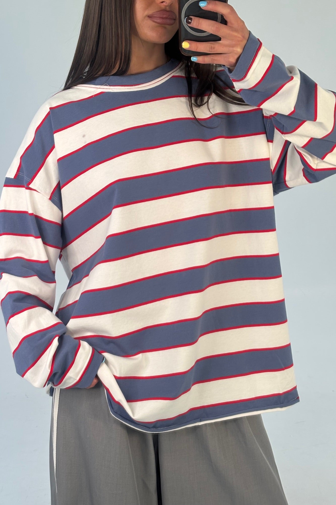 Horizon Long Sleeve Dusty Blue Stripe