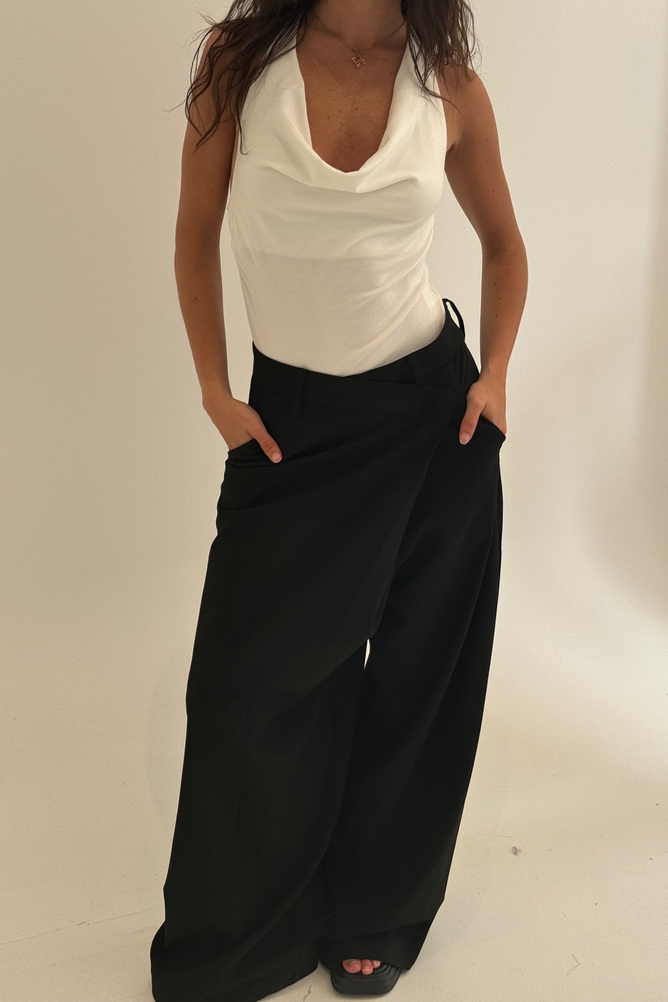 Lani Cowl Neck Bodysuit White- FINAL SALE