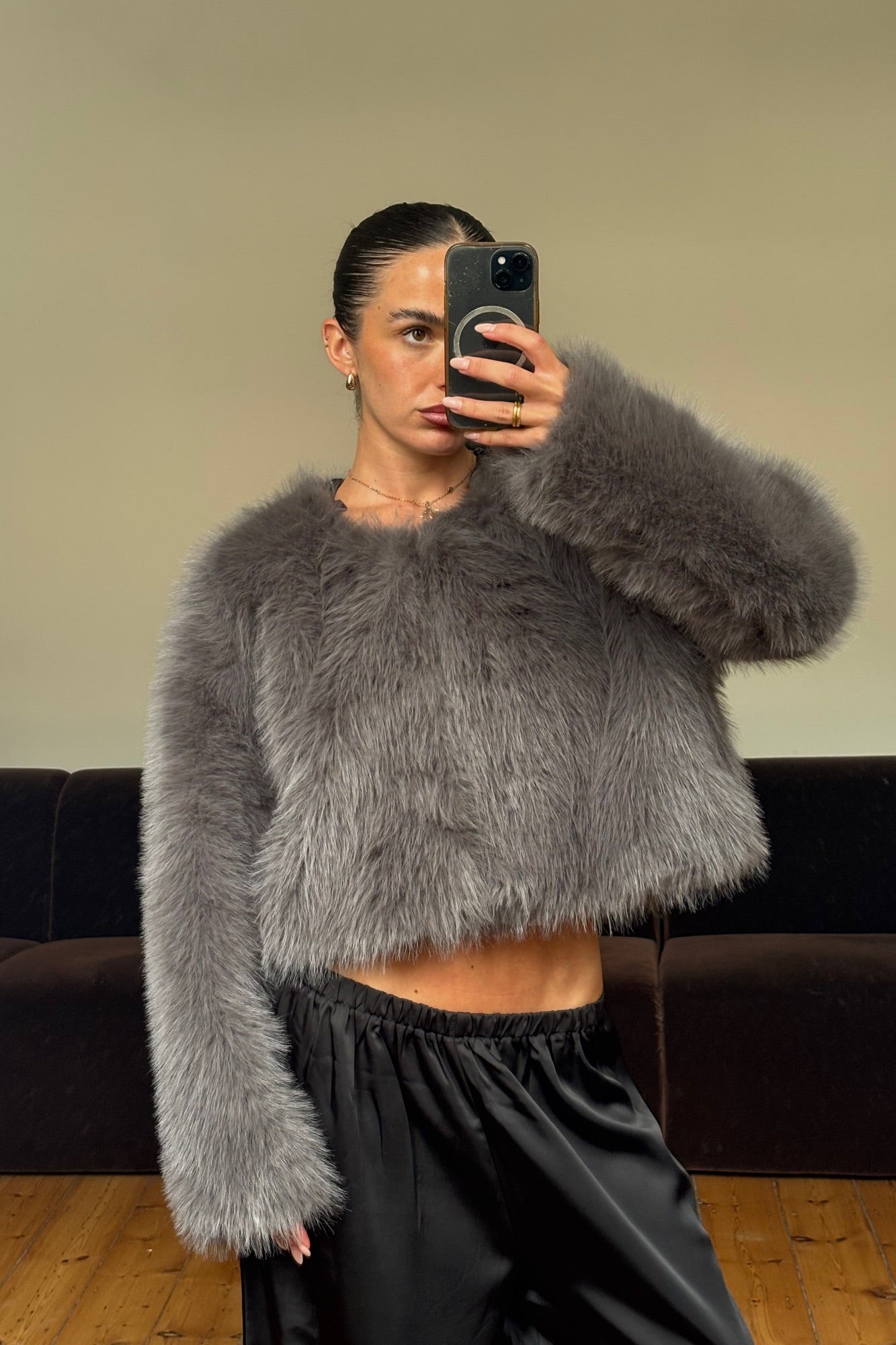 York Faux Fur Jacket Grey