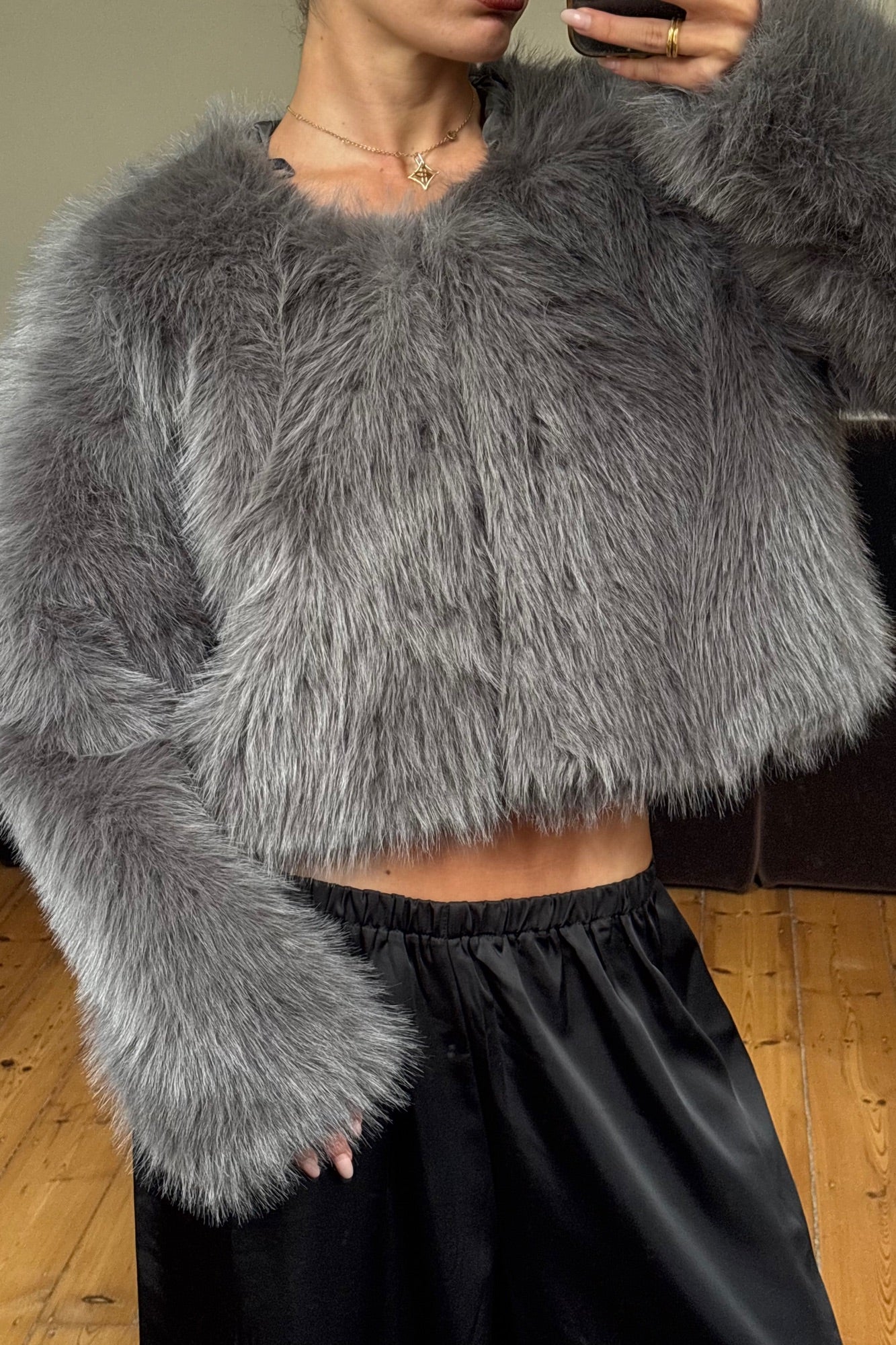 York Faux Fur Jacket Grey