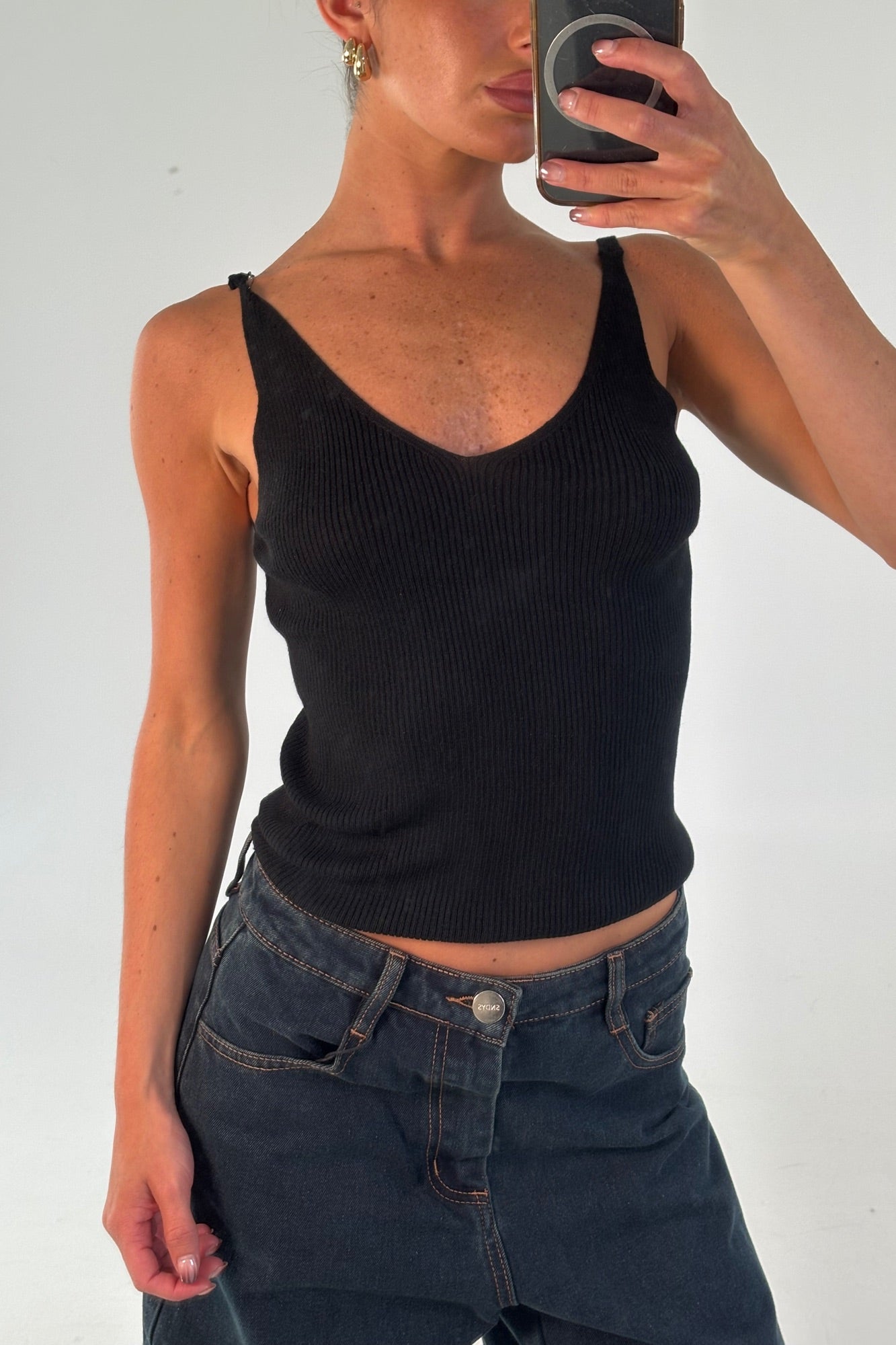 Belinda Ribbed Top Black