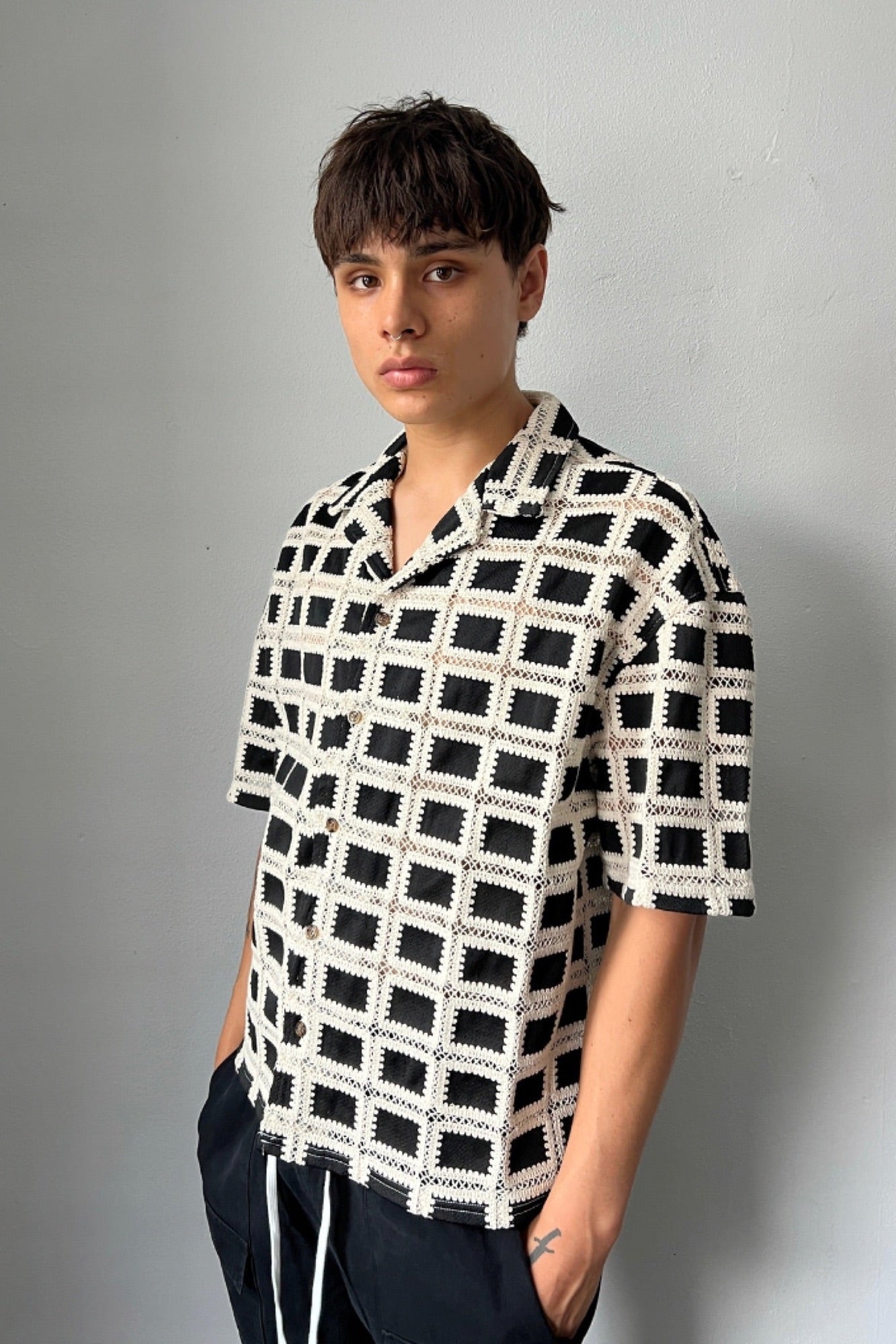Drop 1 Premium Check Weave Shirt Black