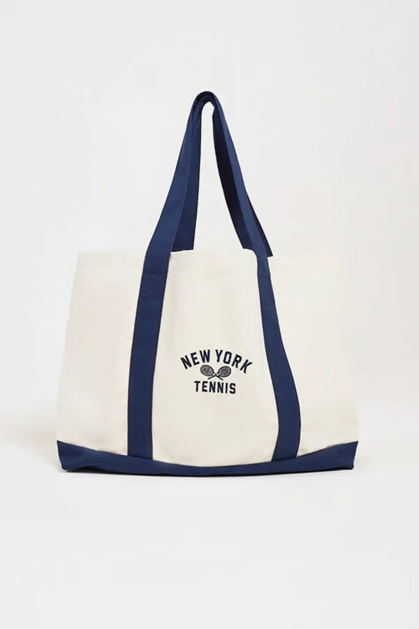 New York Tennis Tote Bag Ivory/Navy