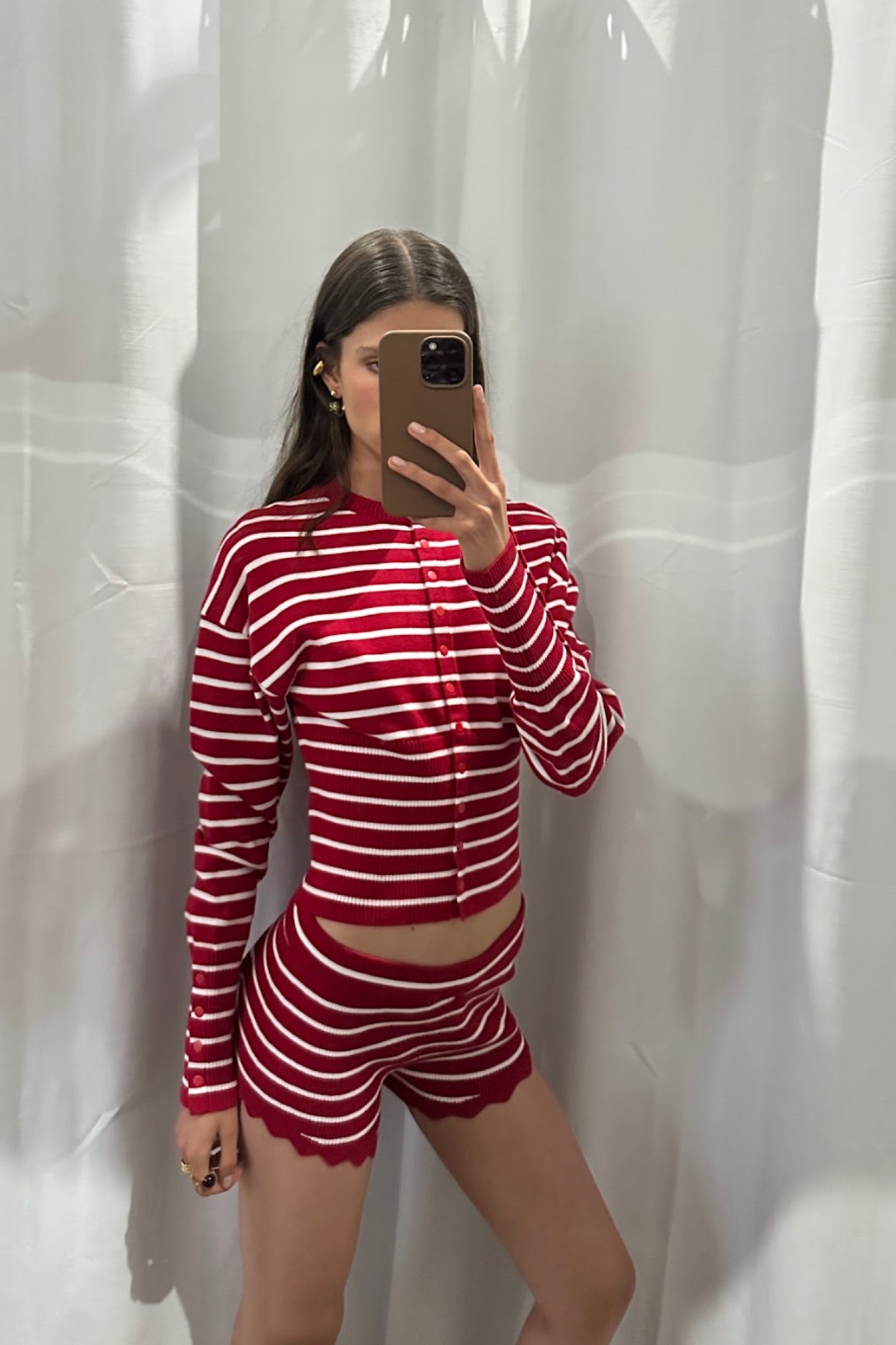 Head In The Clouds Cardigan Crimson Stripe