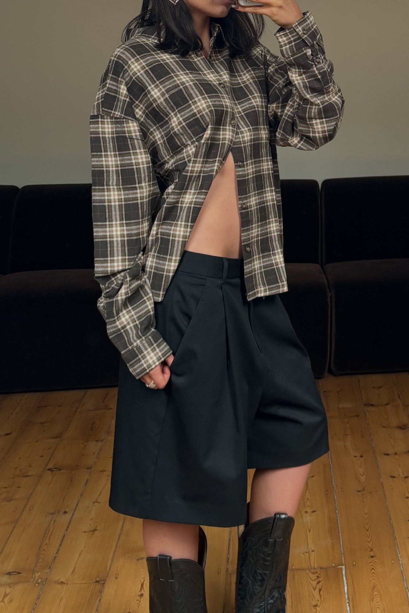 Unisex Brooklyn Check Shirt Brown