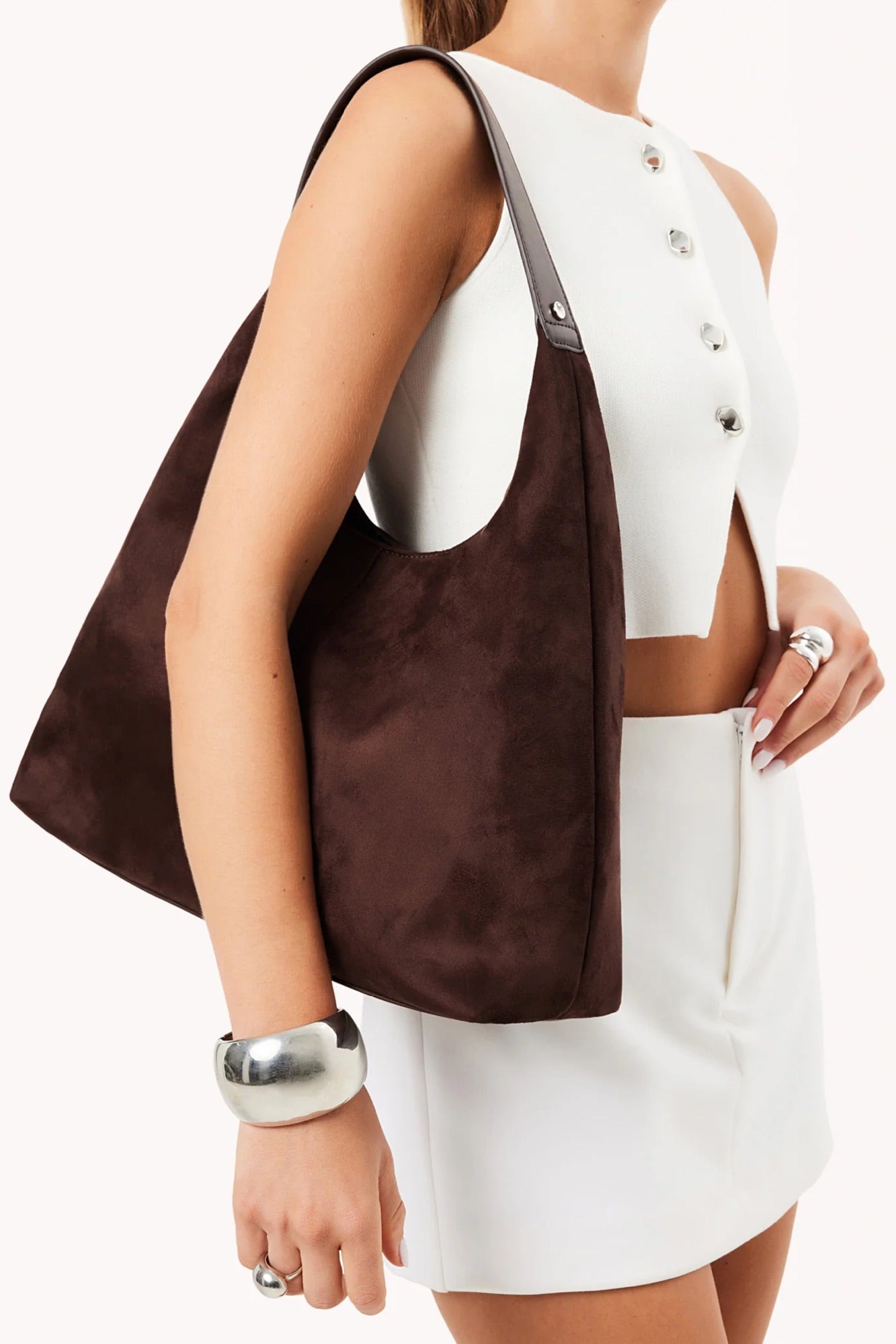Tammy Shoulder Bag Chocolate Suede