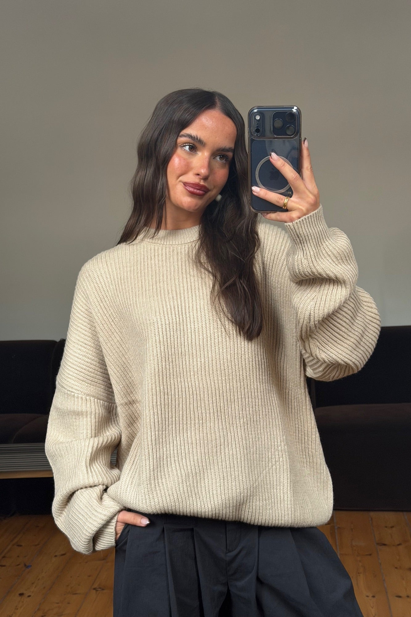 Unisex Drop Sleeve Heavy Knit Oat