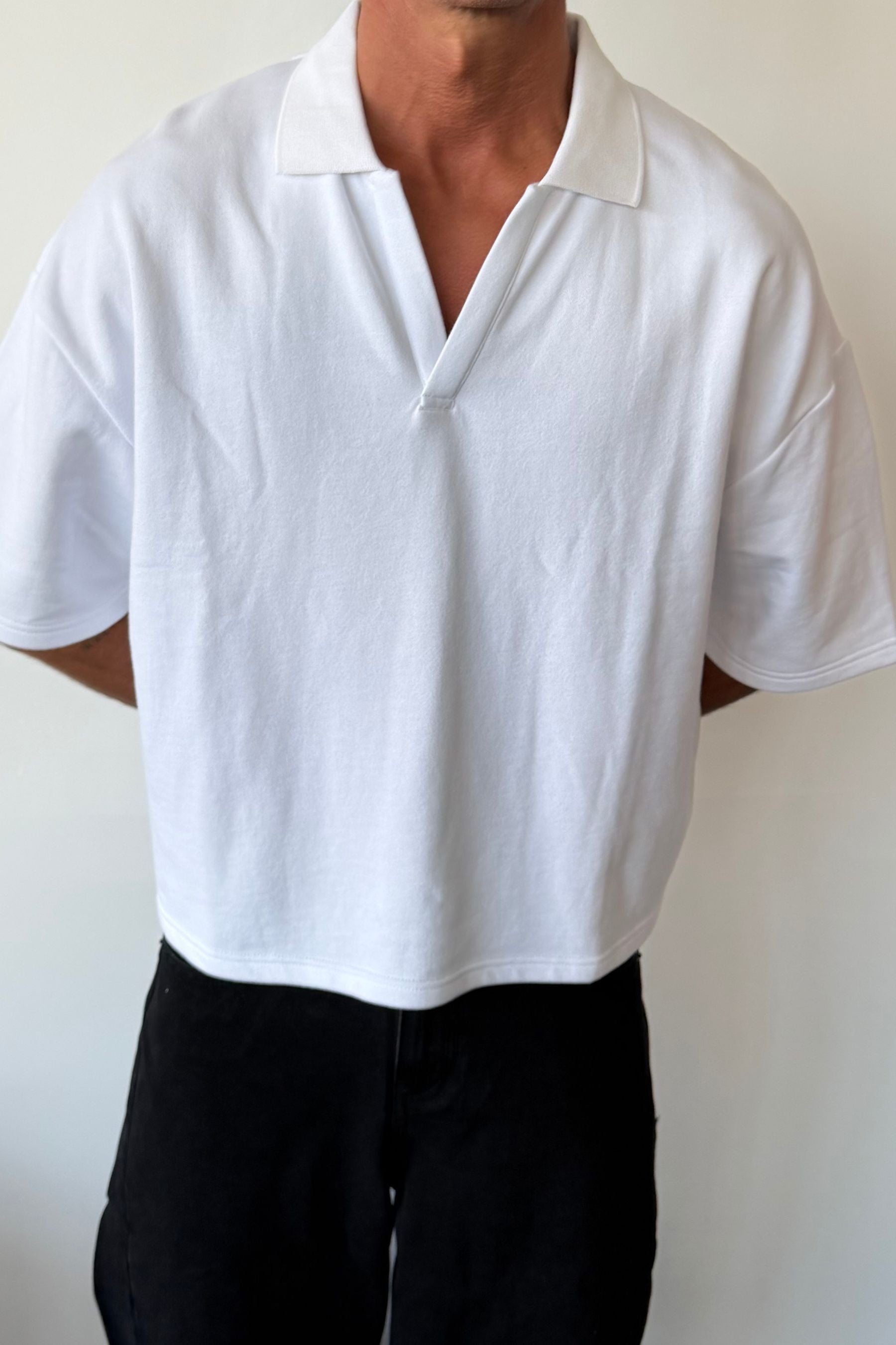 Jersey Crop Polo White