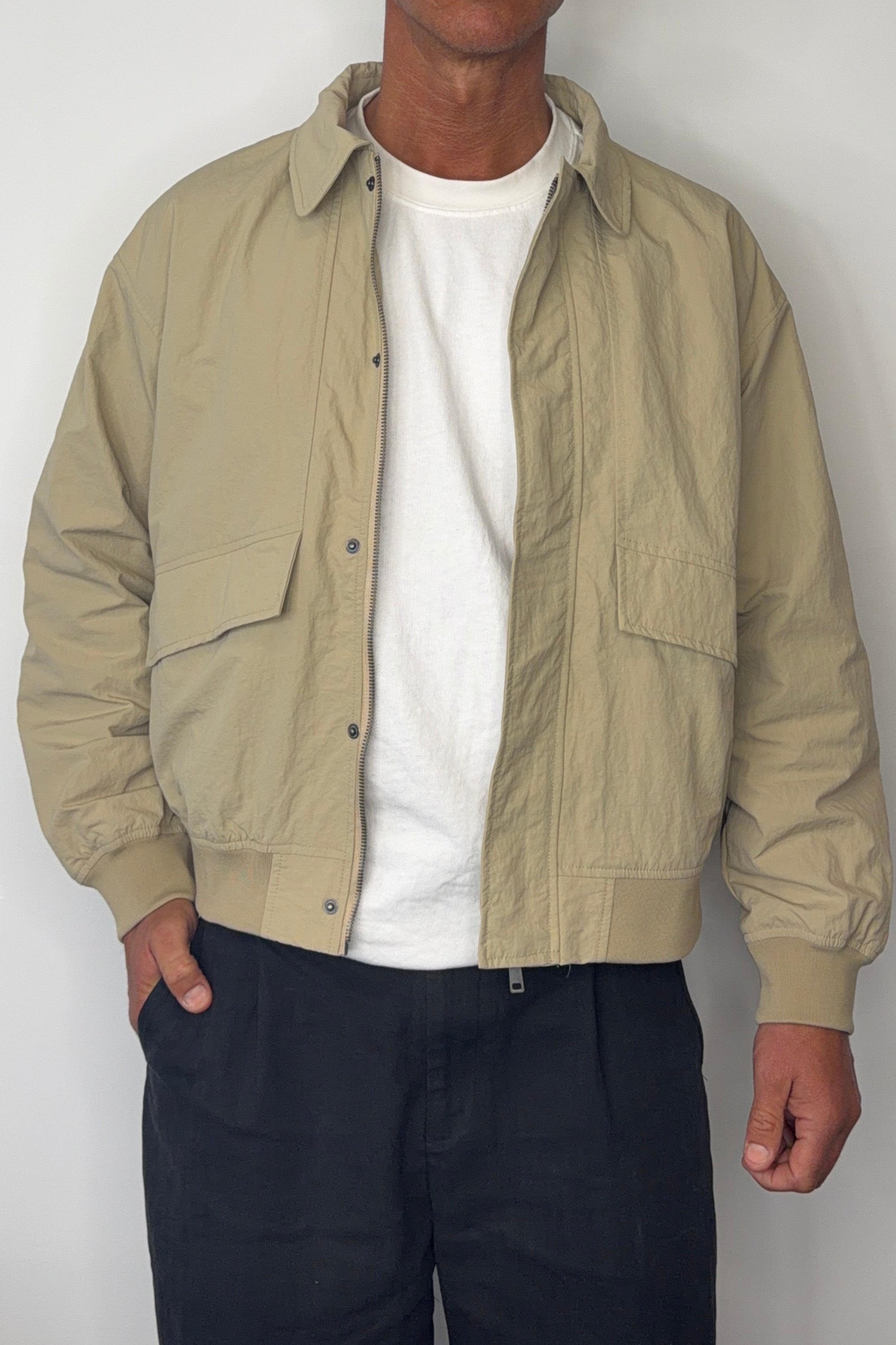 Evans Ribbed Bomber Beige
