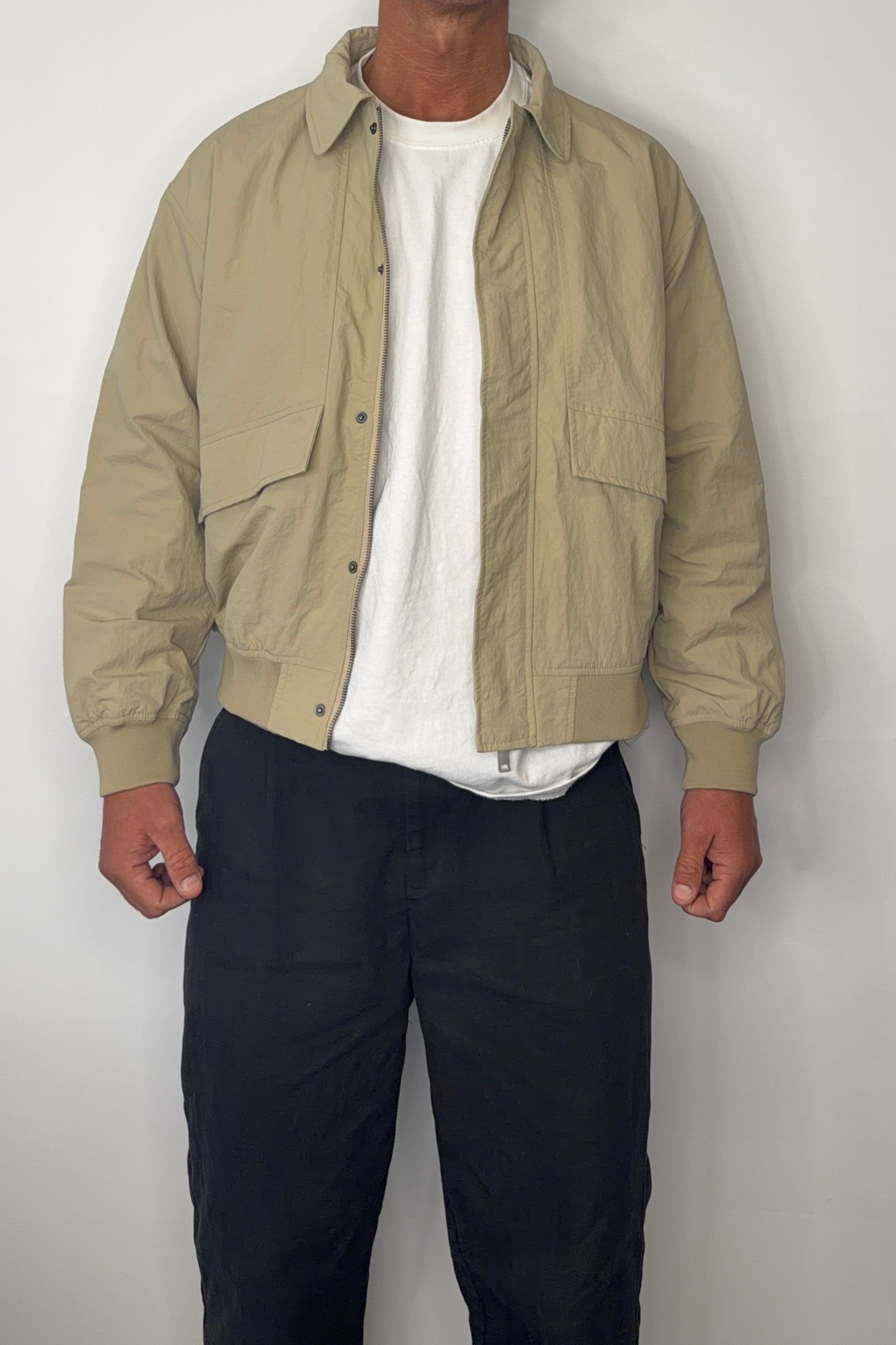 Evans Ribbed Bomber Beige