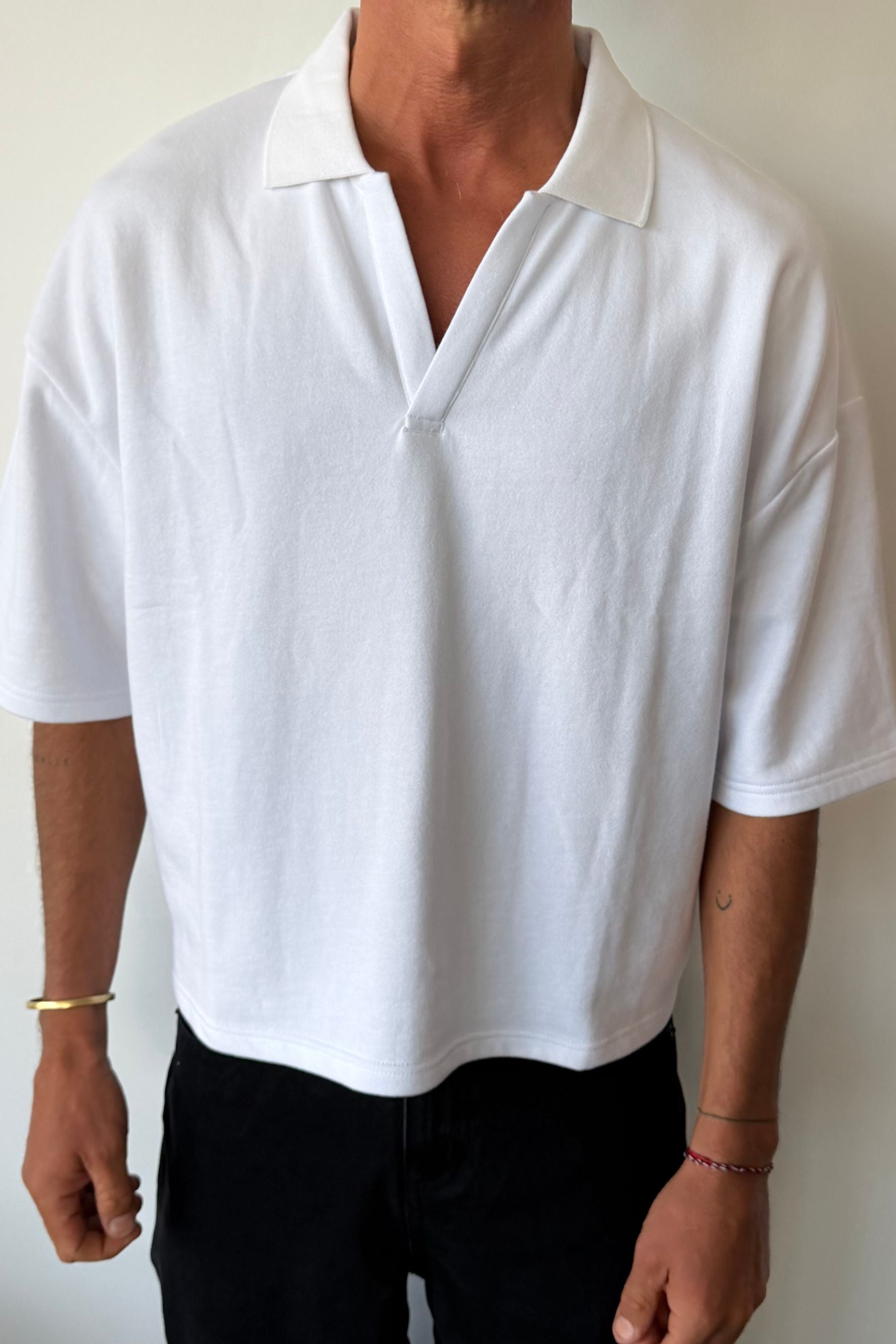 Jersey Crop Polo White