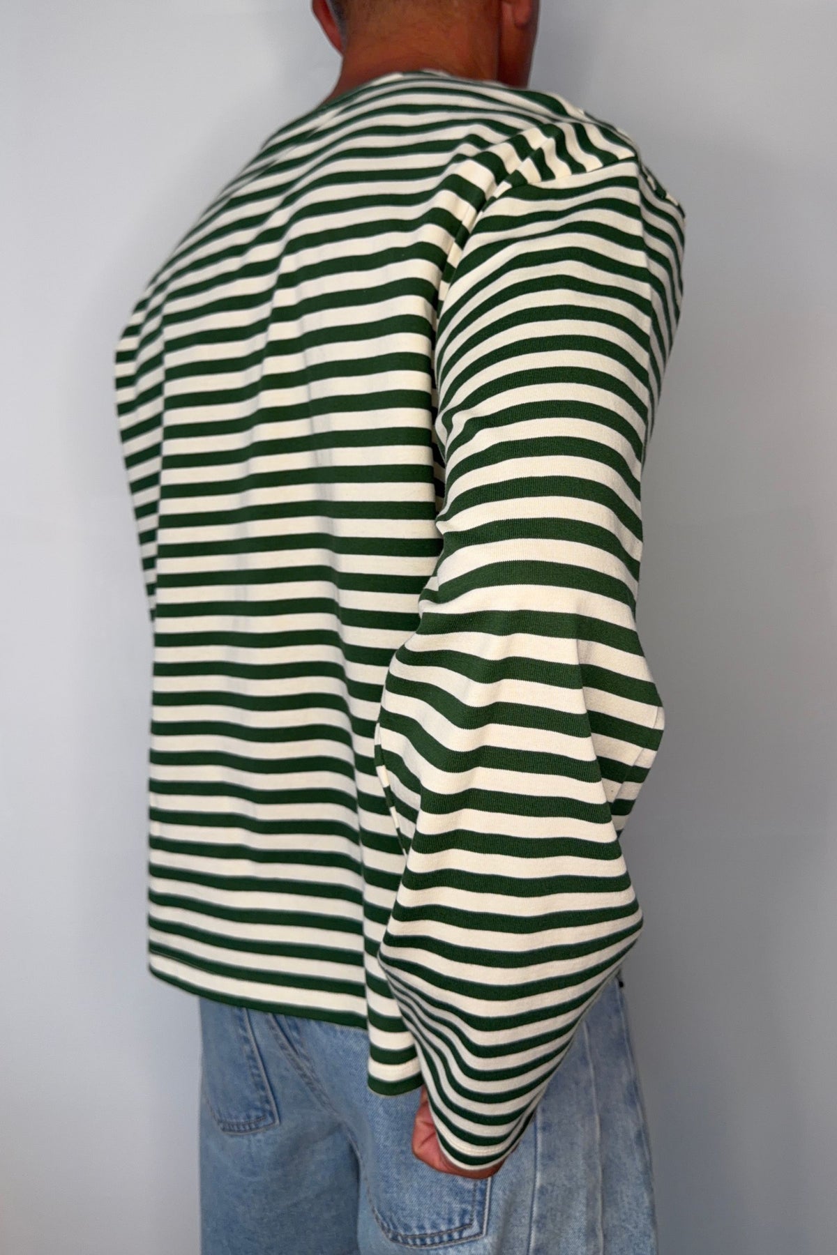 Cole Stripe Long Sleeve Green/White