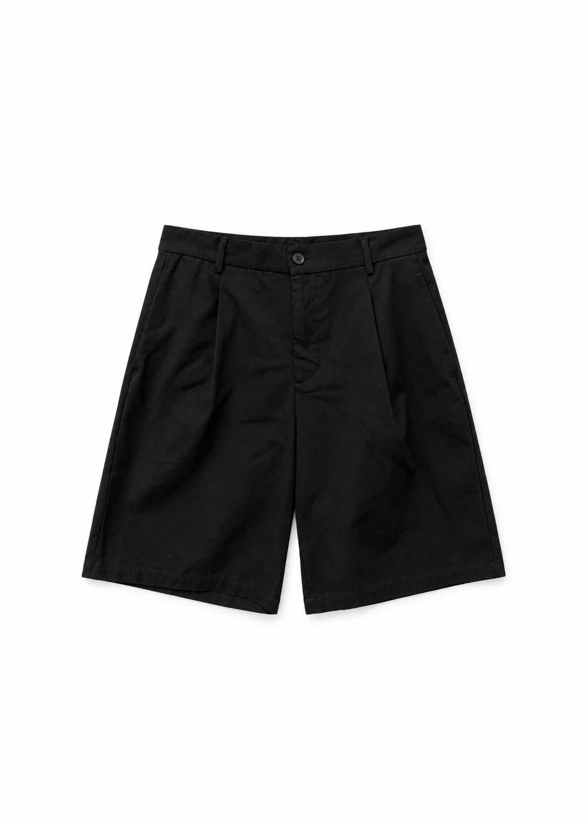 Baggy Cotton Pleat Short Black