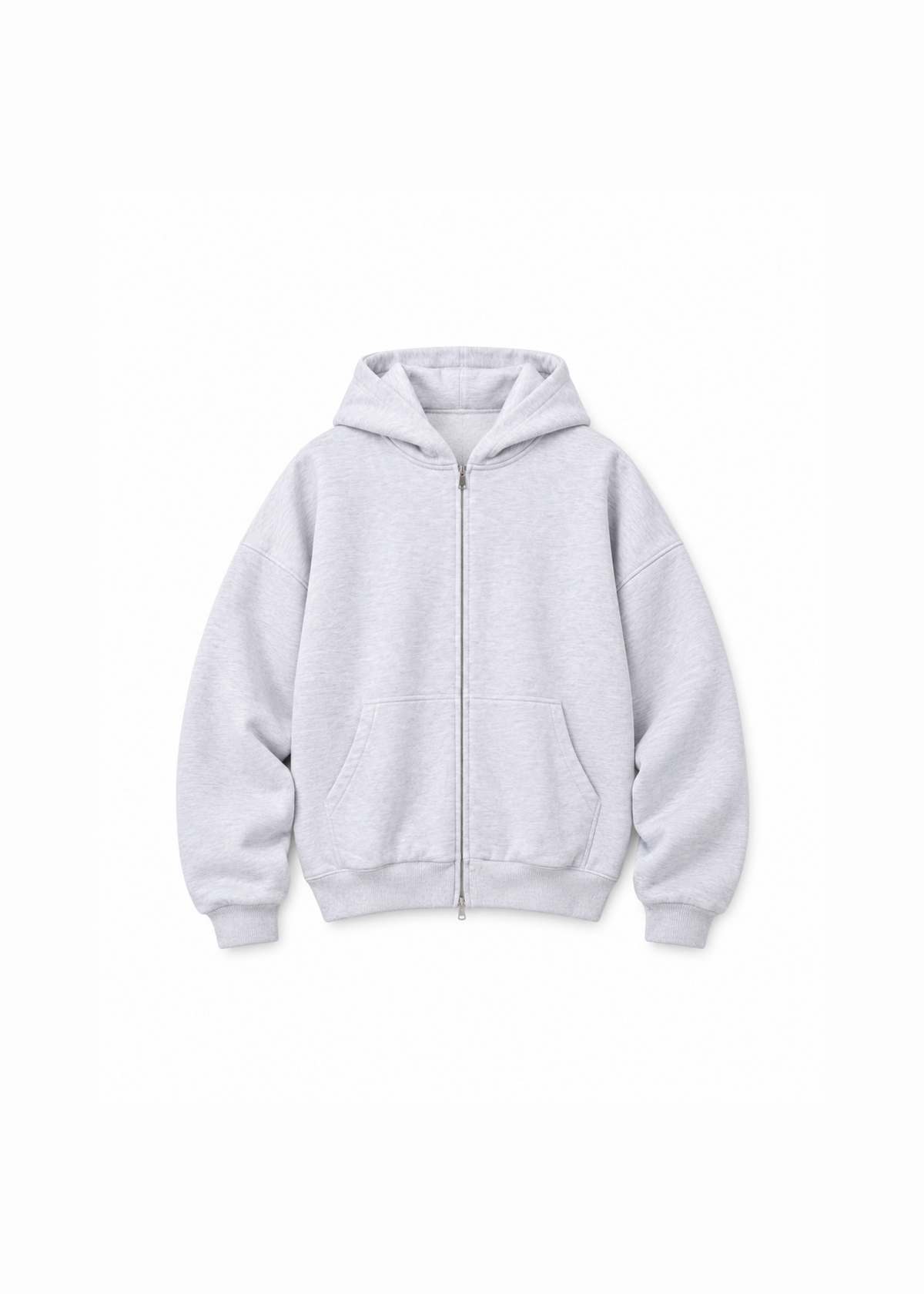 Heavyweight Lined Zip Up Hood Grey - FINAL SALE